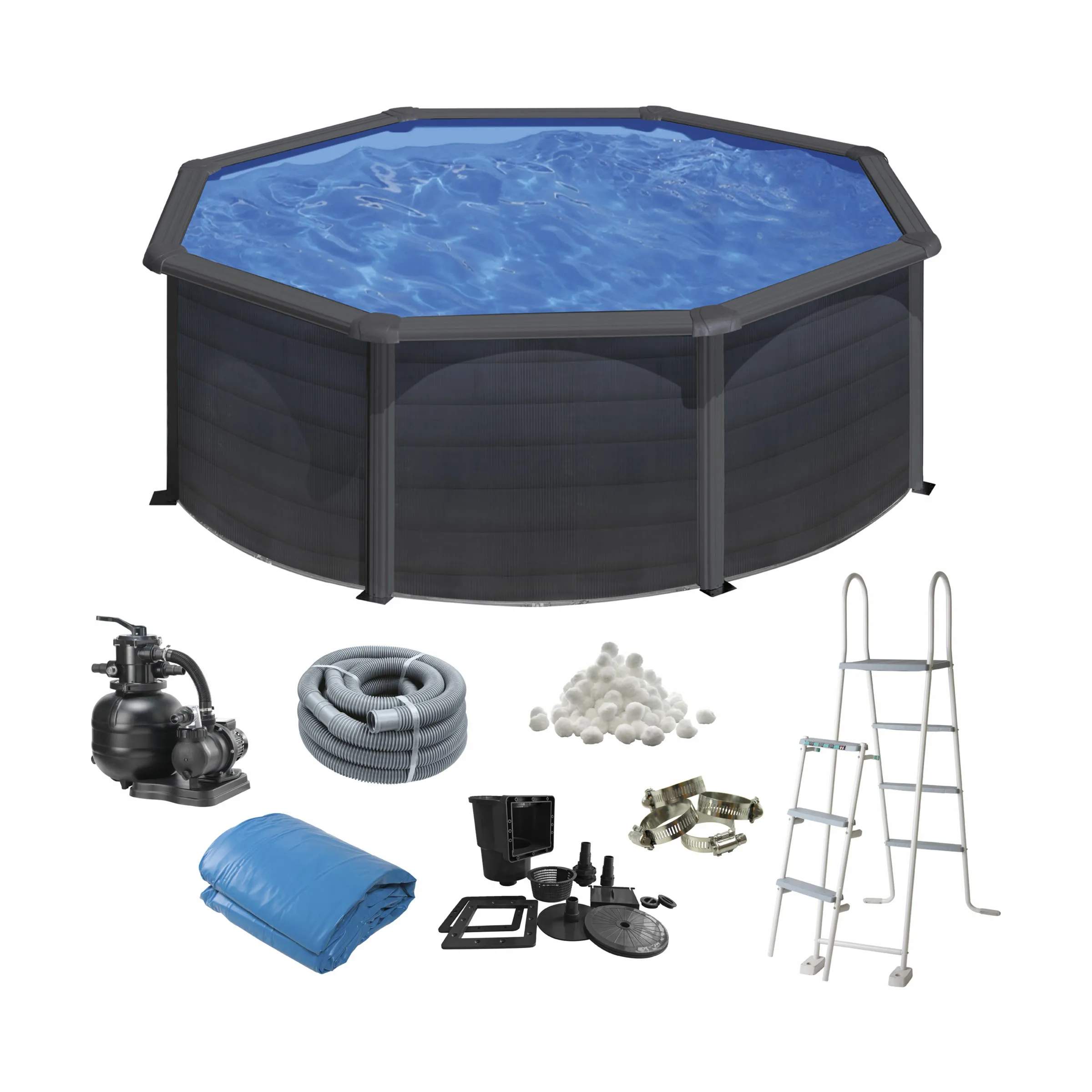 Basic Poolpakke - 8 dele, sort, large