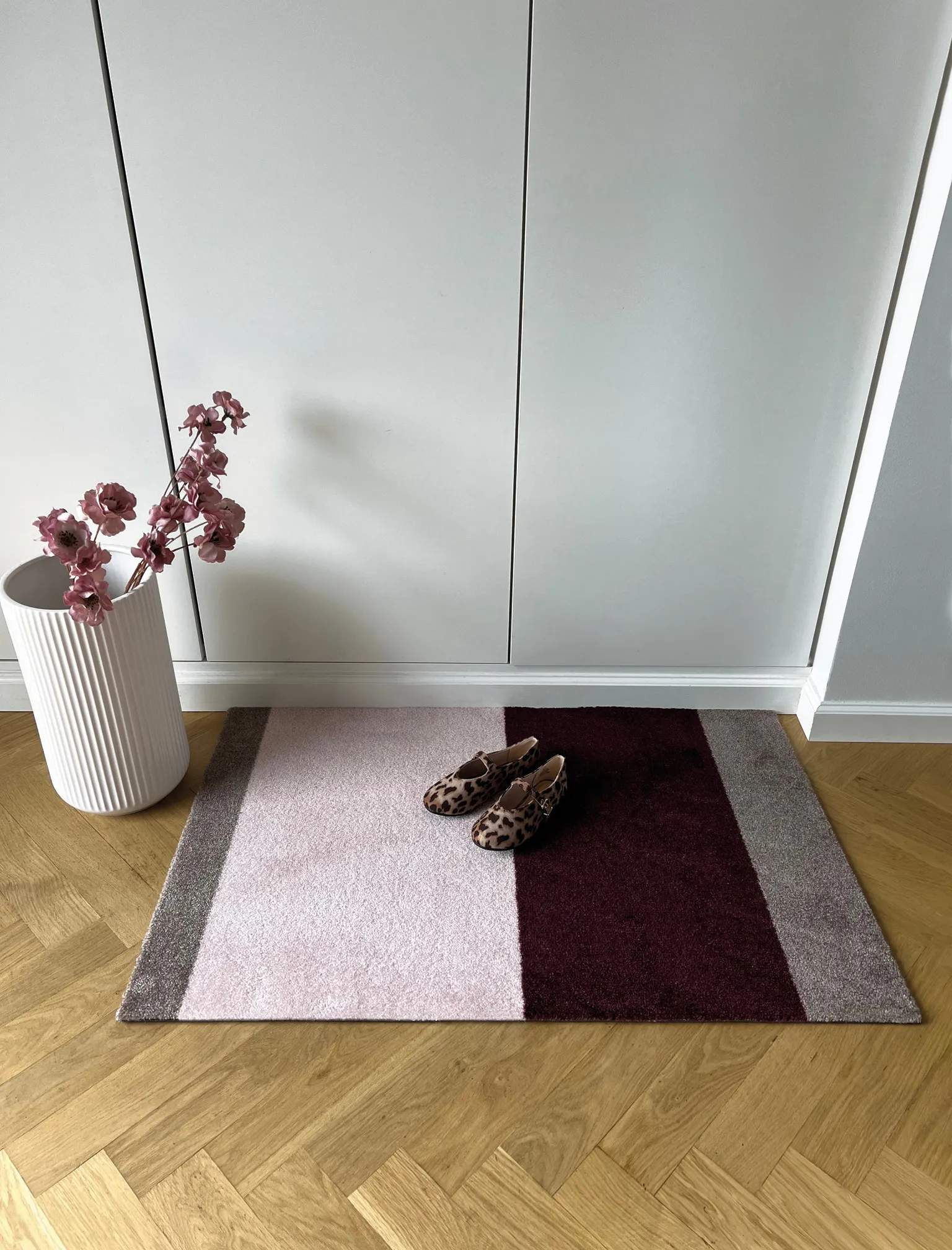 Tica Copenhagen Dørmåtter Stripes Horisontal Gulvmåtte i Bordeaux/Rosa/Sand, B60 x L90 cm, 5