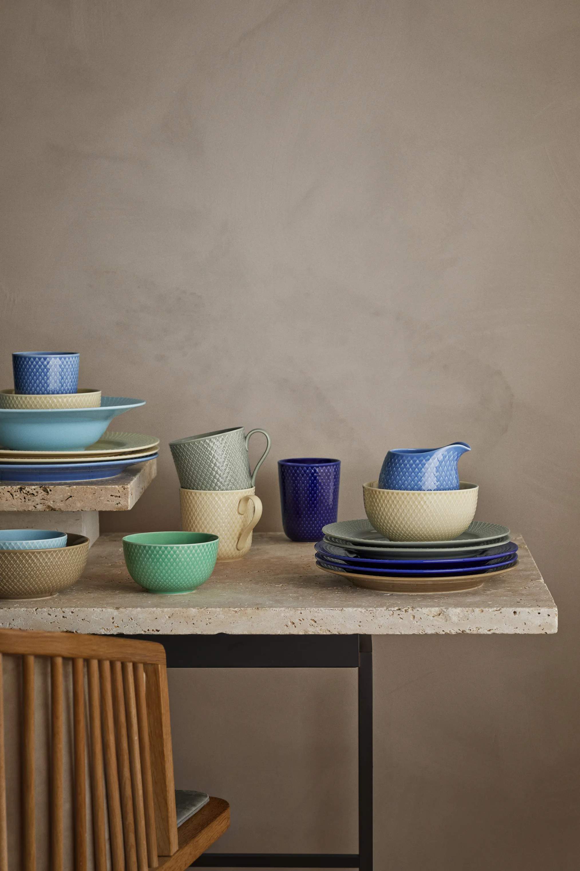 Lyngby Porcelæn Middagstallerkener Rhombe Earth Middagstallerken - 2 stk i Marble, 3