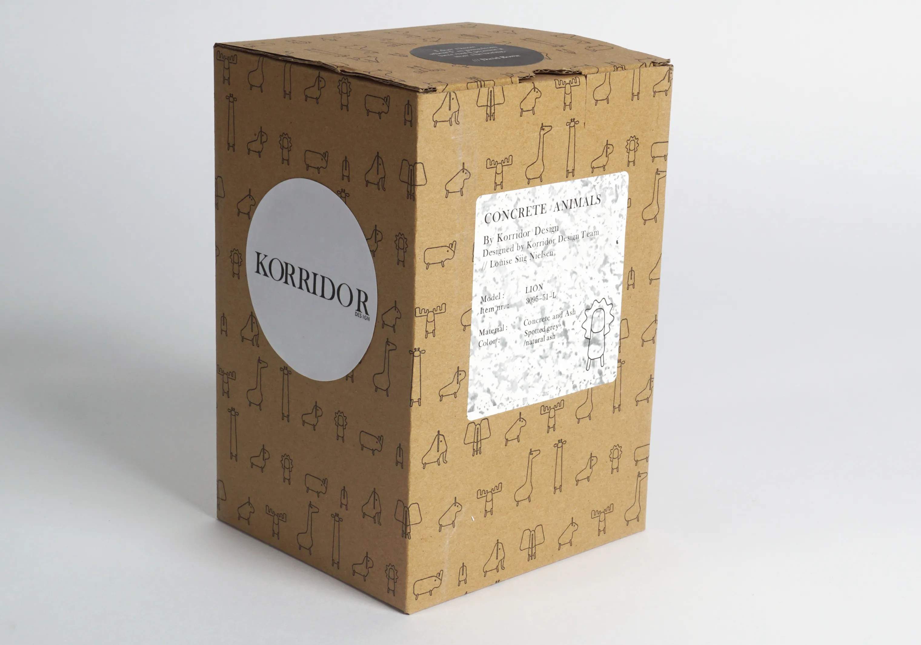 KORRIDOR Dyrefigurer Concrete Animals Løve i Løve grå, 4