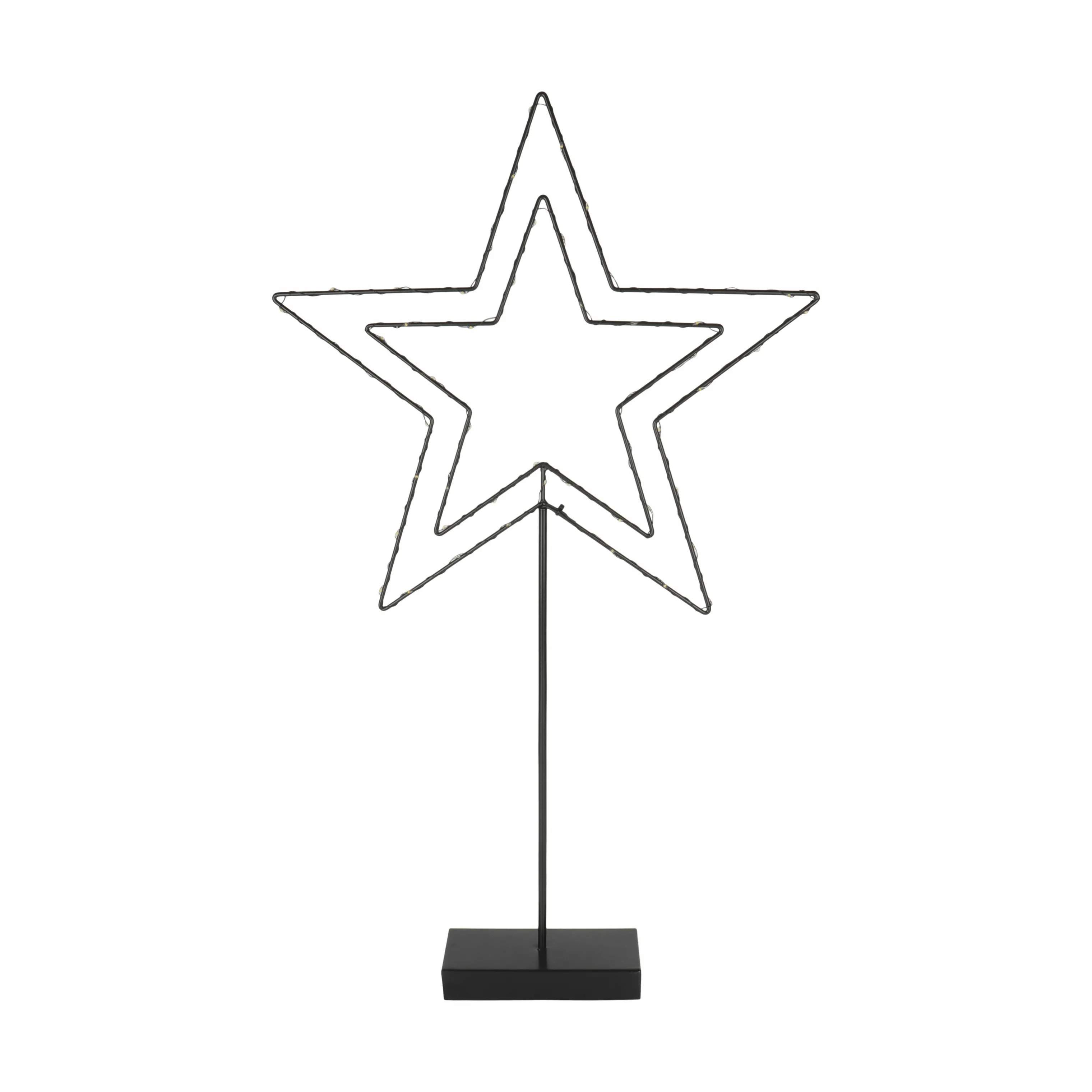 Stjerne m. LED, sort, large