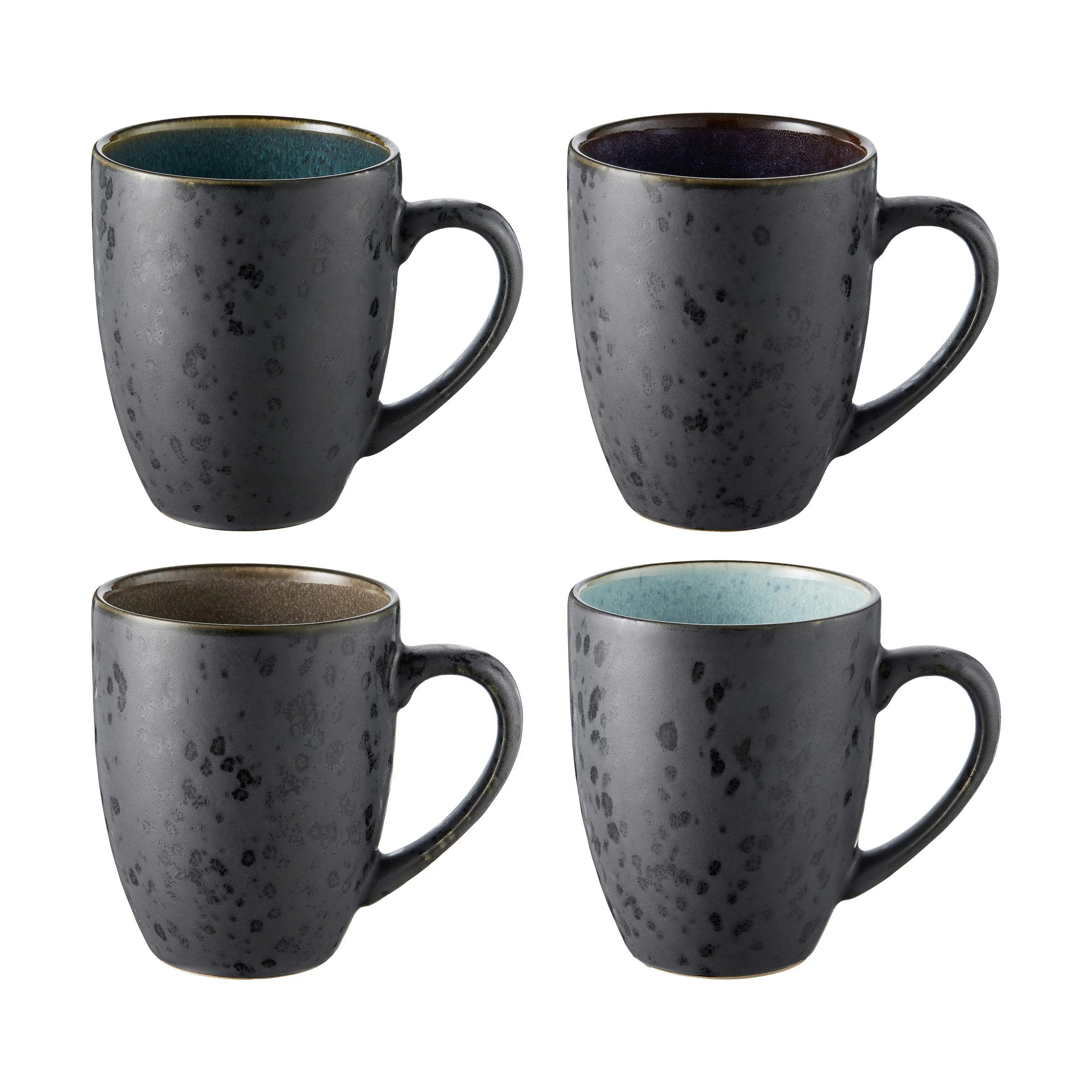 Bitz Krus og kopper med hank Krus - 4 stk. i Sort/blå, lyseblå, grøn, brun, 30 cl, 1