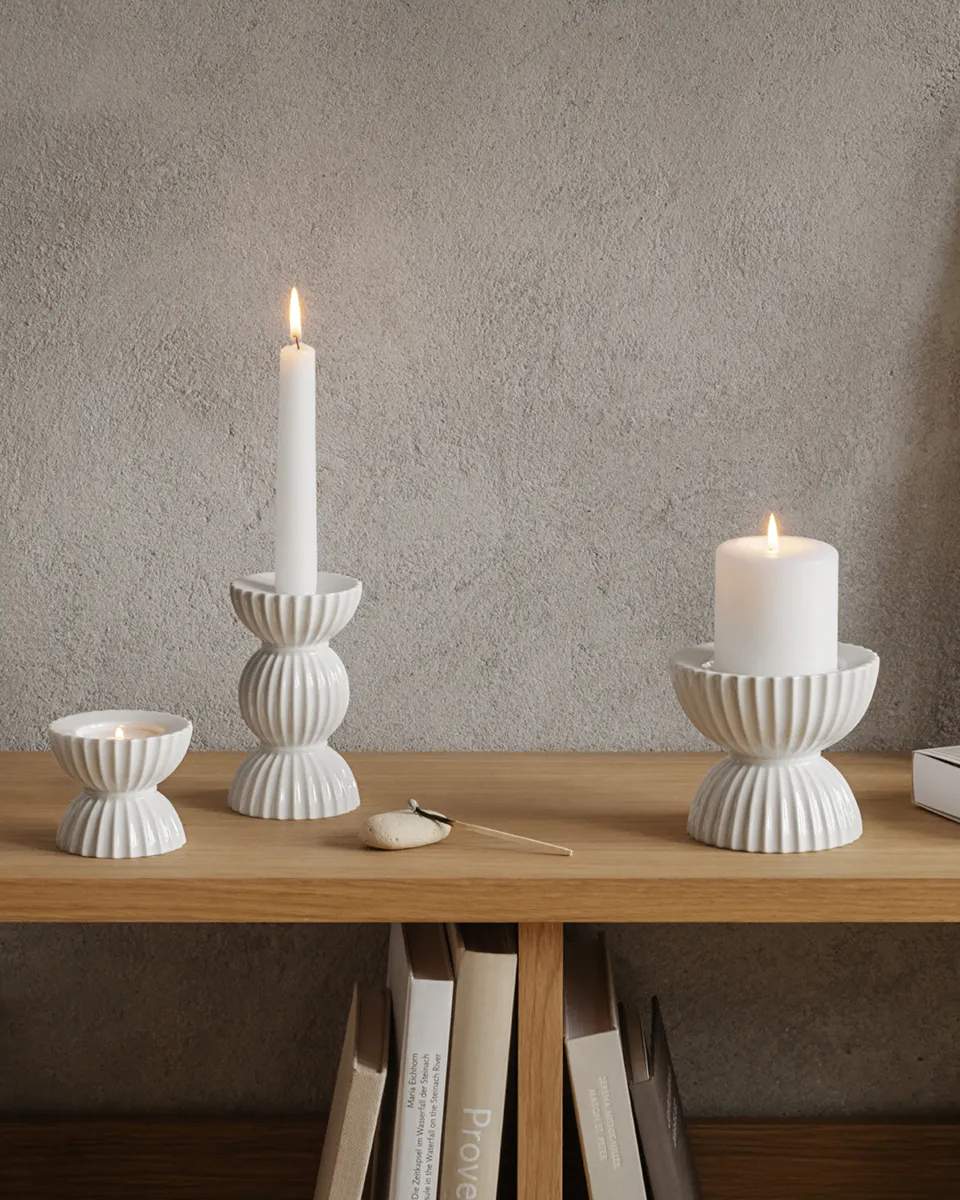 Lyngby Porcelæn Fyrfadsstage Tura Fyrfadsstage i Hvid, 2
