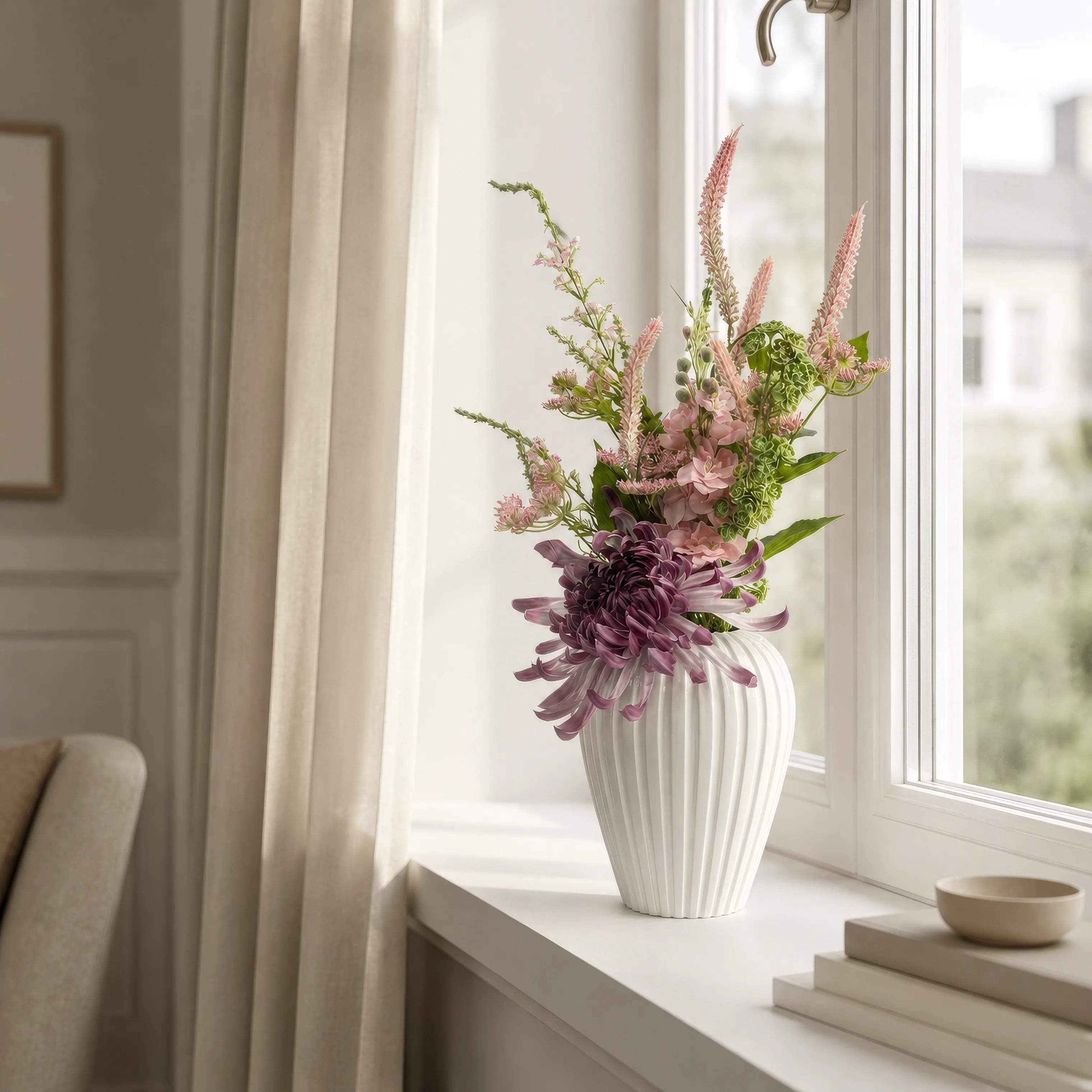everbloom Kunstige blomster Kunstig Real Touch Blomsterbuket i Lyserød, 3