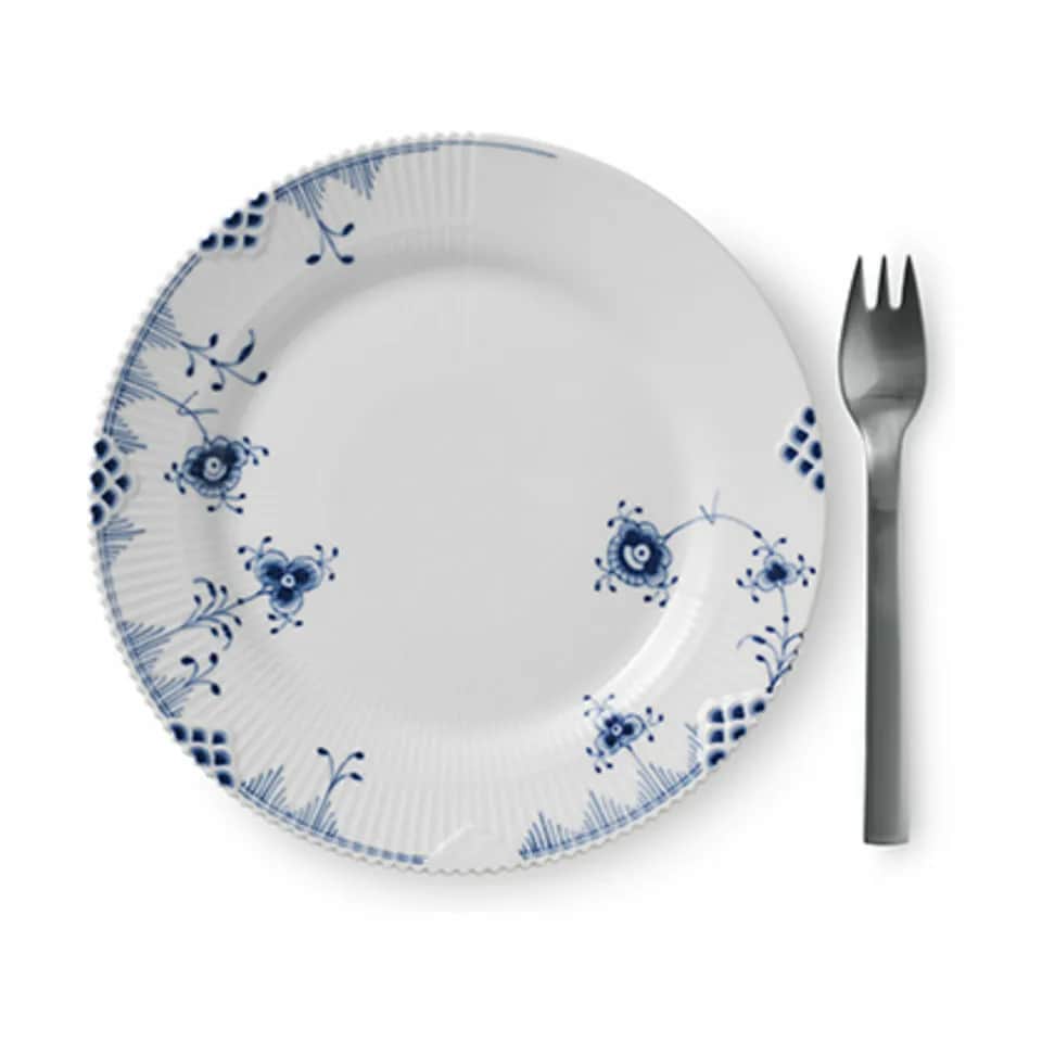 Royal Copenhagen Kagetallerkener Blå Elements Desserttallerken i Koboltblå/hvid, 4
