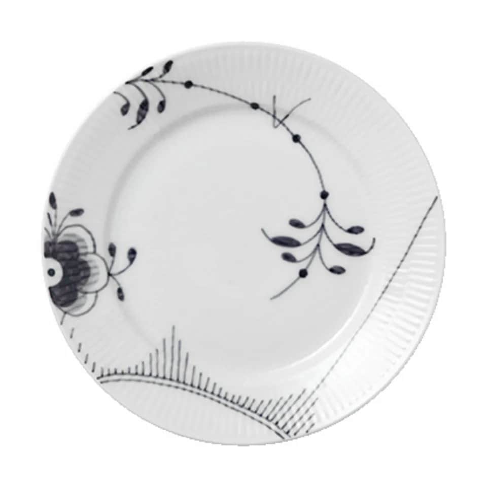 Royal Copenhagen Frokosttallerkener Sort Mega Riflet Frokosttallerken #2 - 2 stk. i Sort/hvid, 4