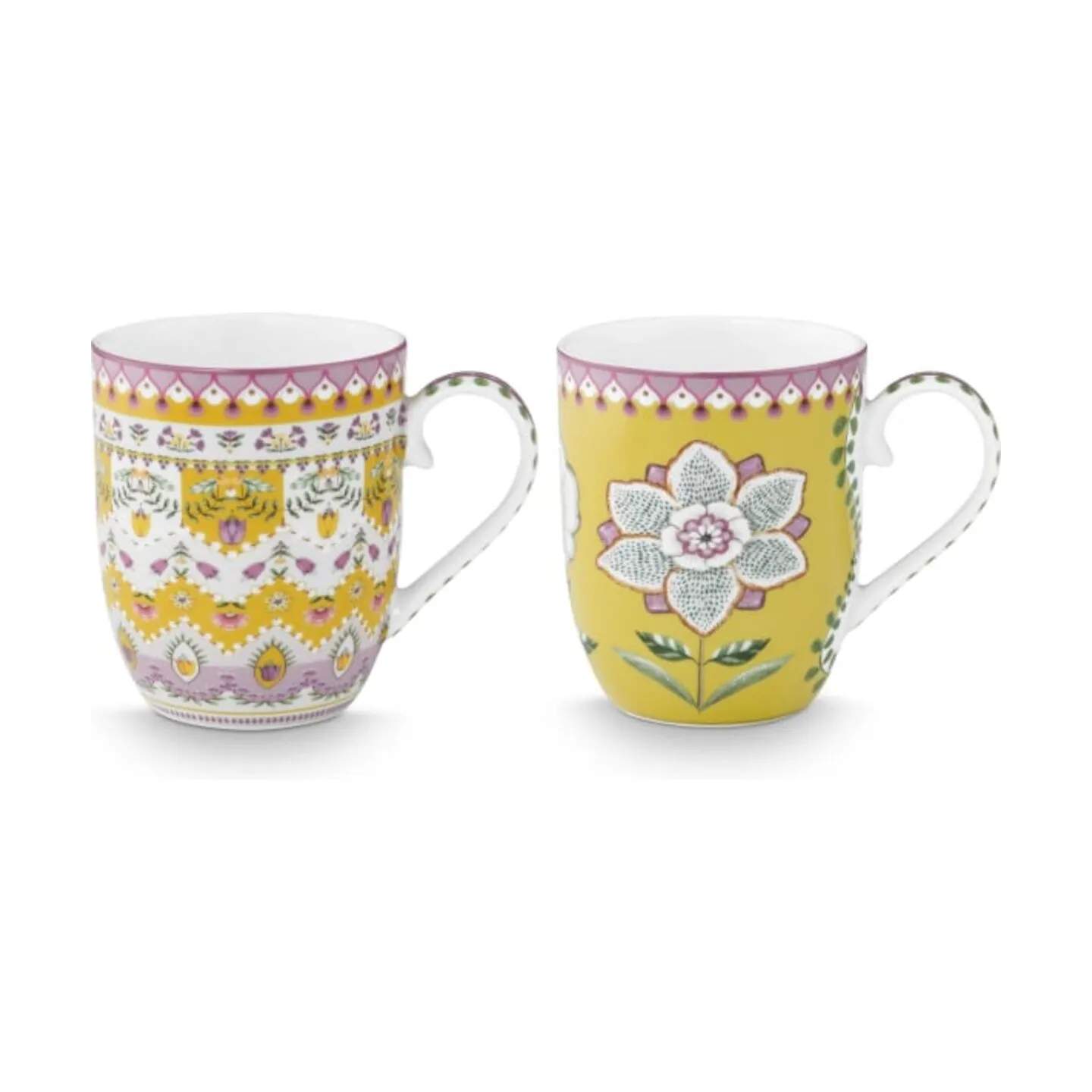 PIP Studio Krus og kopper med hank Lily & Lotus Krus - 2 stk. i Yellow, 200 ml, 1