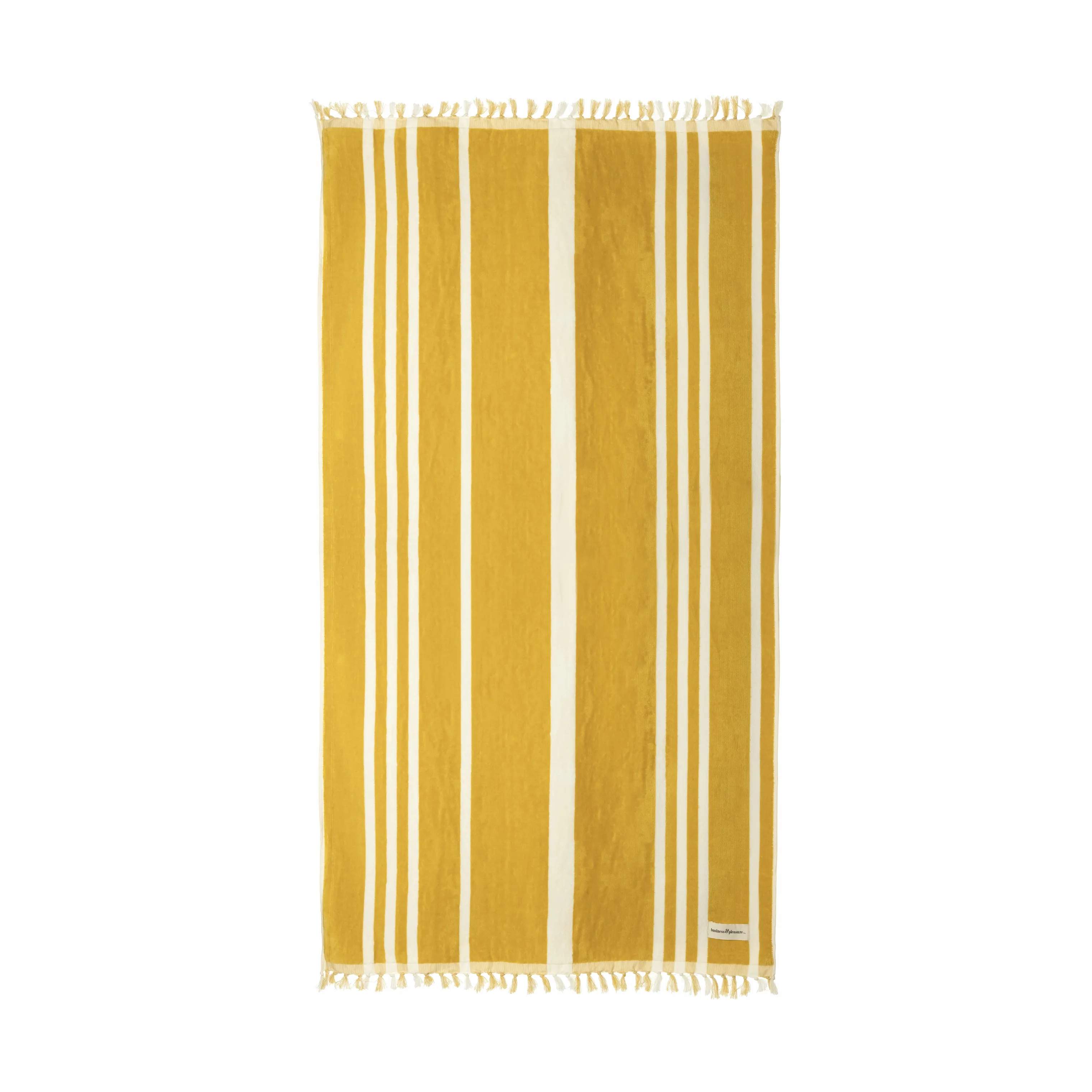 Strandhåndklæde, vintage yellow stripe, large