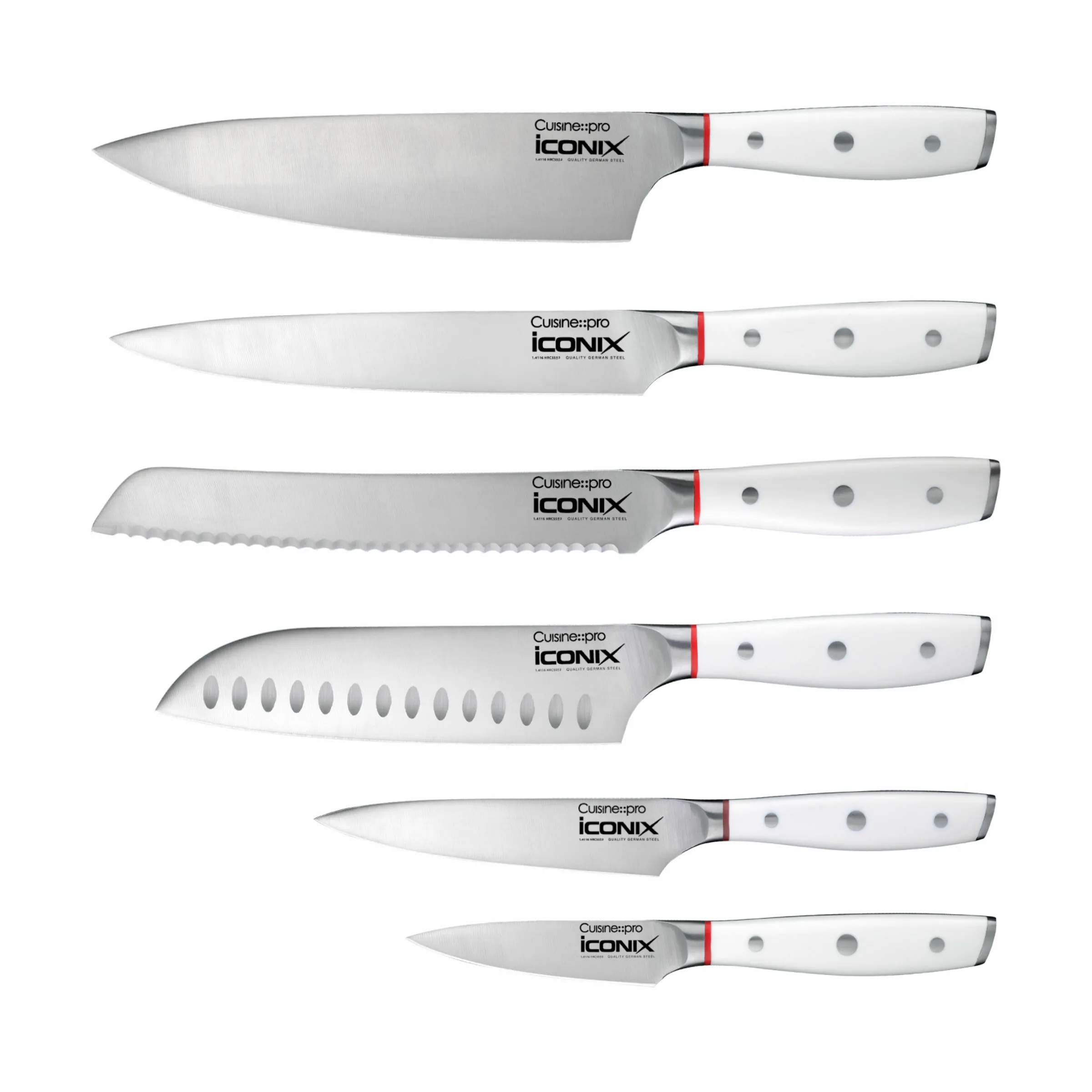 THE CUSTOM CHEF™ Knivblokke med knive Cuisine::pro®
iconiX™ Cuisine::pro iconiX™ Straub Knivblok - 7 dele i sølvfarvet/hvid, 4