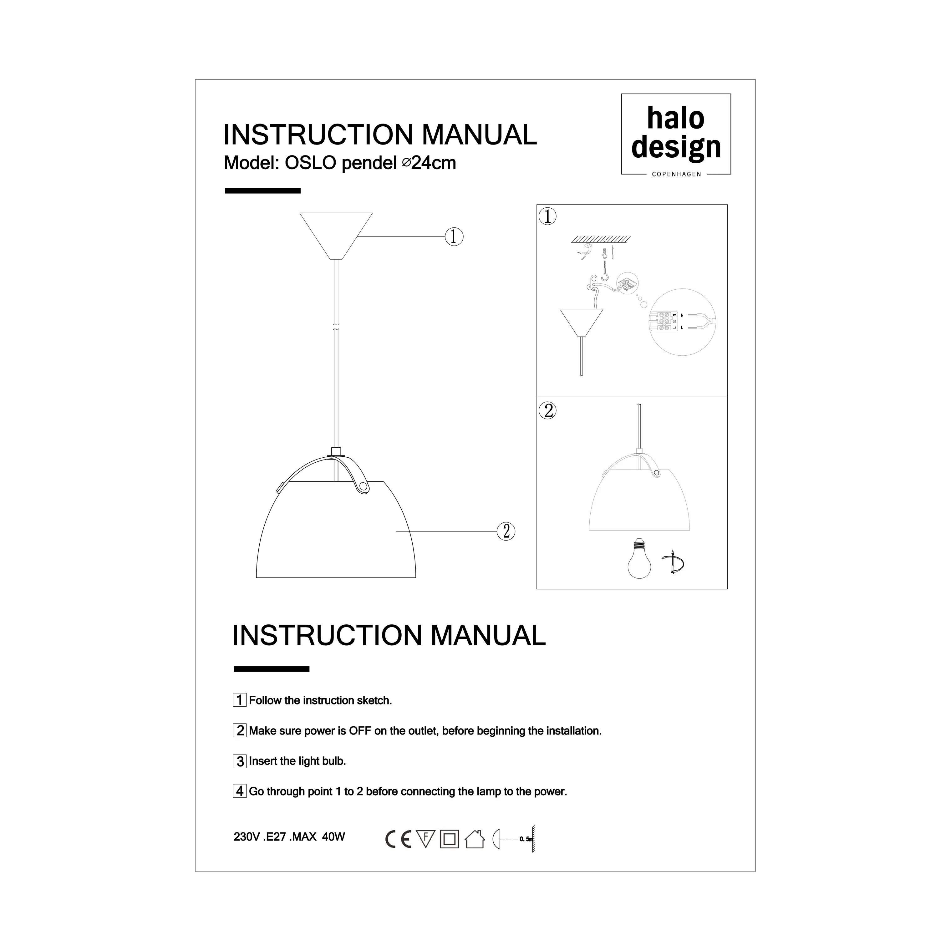 Halo Design Pendler Oslo Pendel i 24 cm, 3
