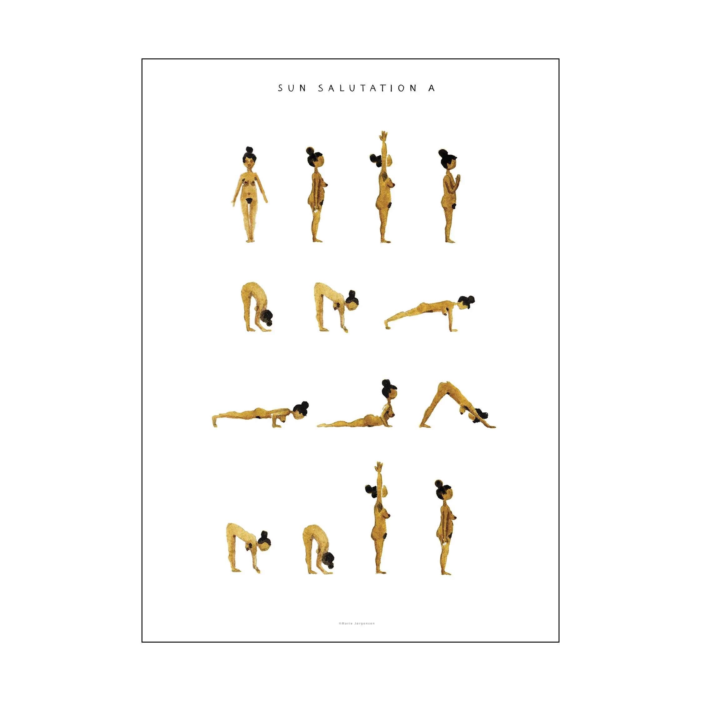 plakat - Sun salutation a woman, golden, large