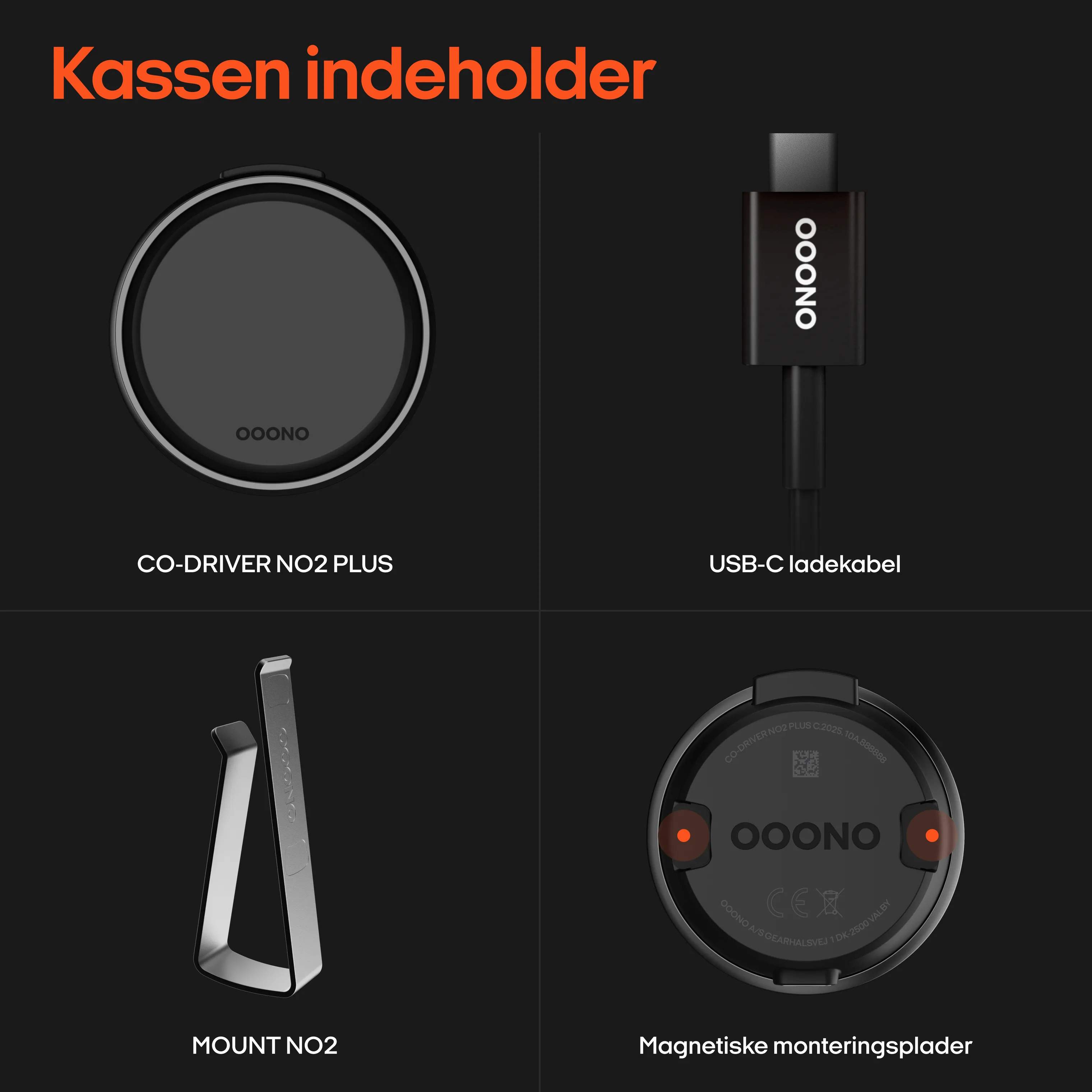 ooono P-skiver CO-DRIVER NO2 Plus Trafikalarm i Sort, 6