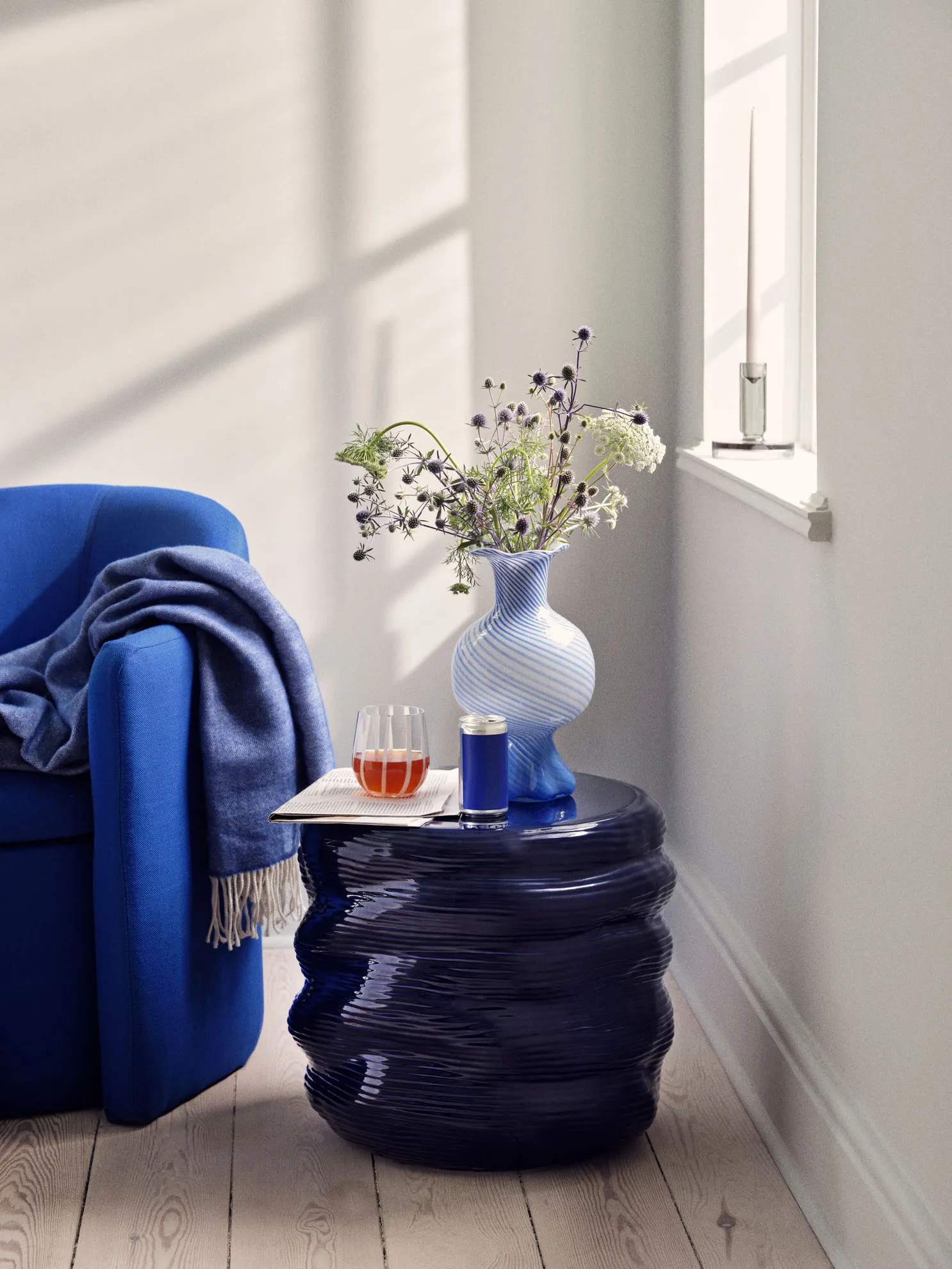 Broste Copenhagen Vaser Mella Vase i Intense Blue, 2
