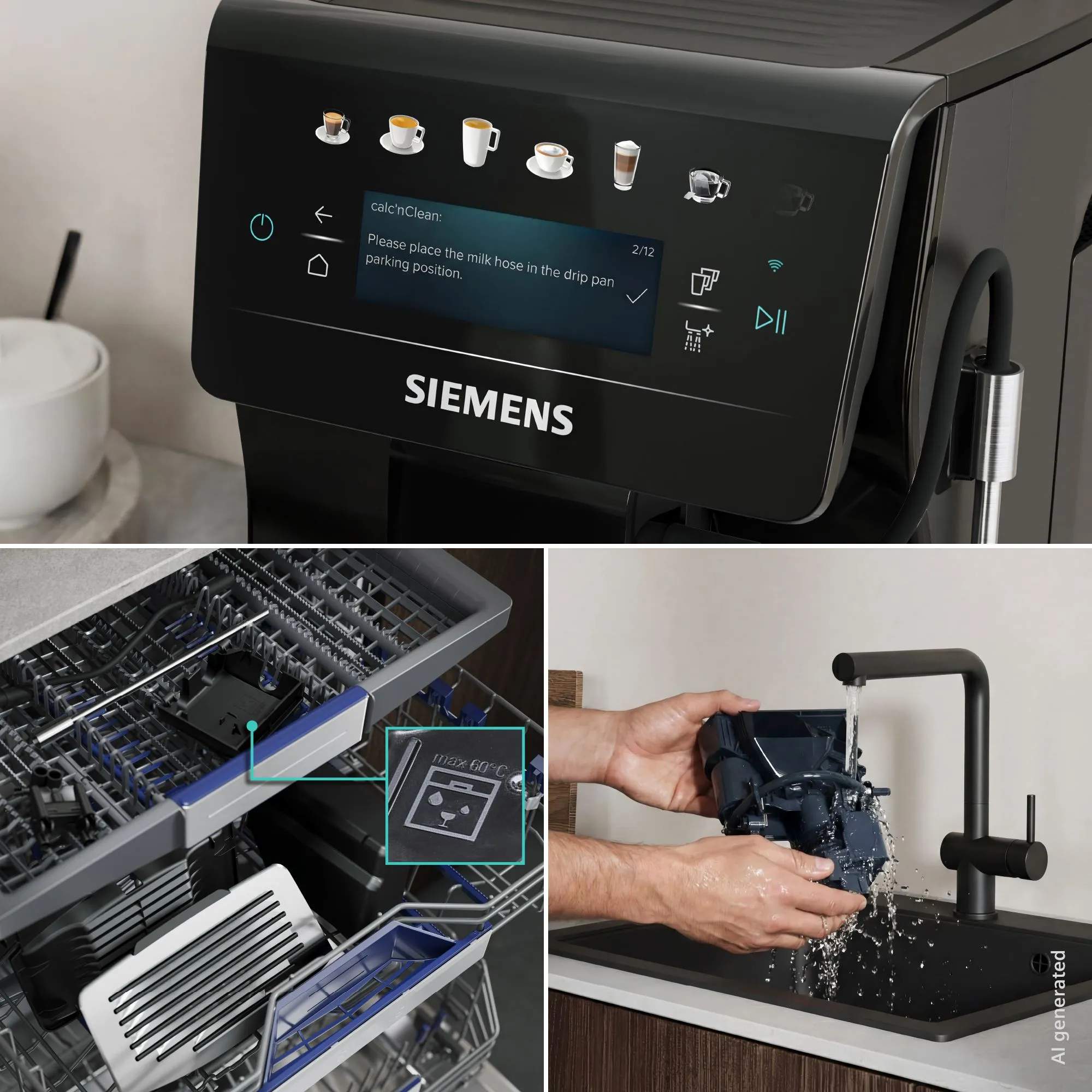 Siemens Espressomaskiner EQ600 iAroma Espressomaskine TP601E09 i Sort, 6