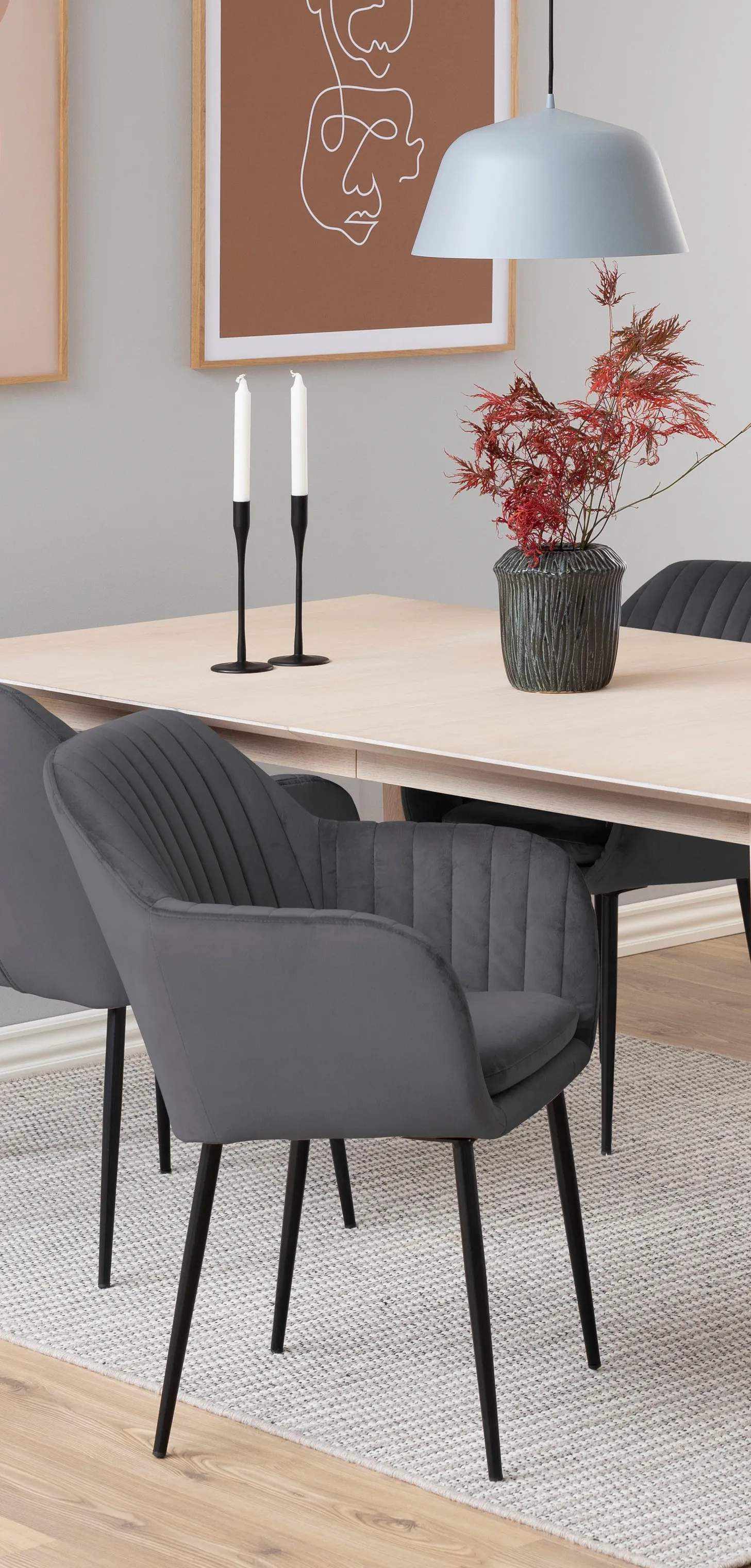 CASA Living Spisebordsstole Emilia Spisebordsstol i mørkegrå/sort, 2