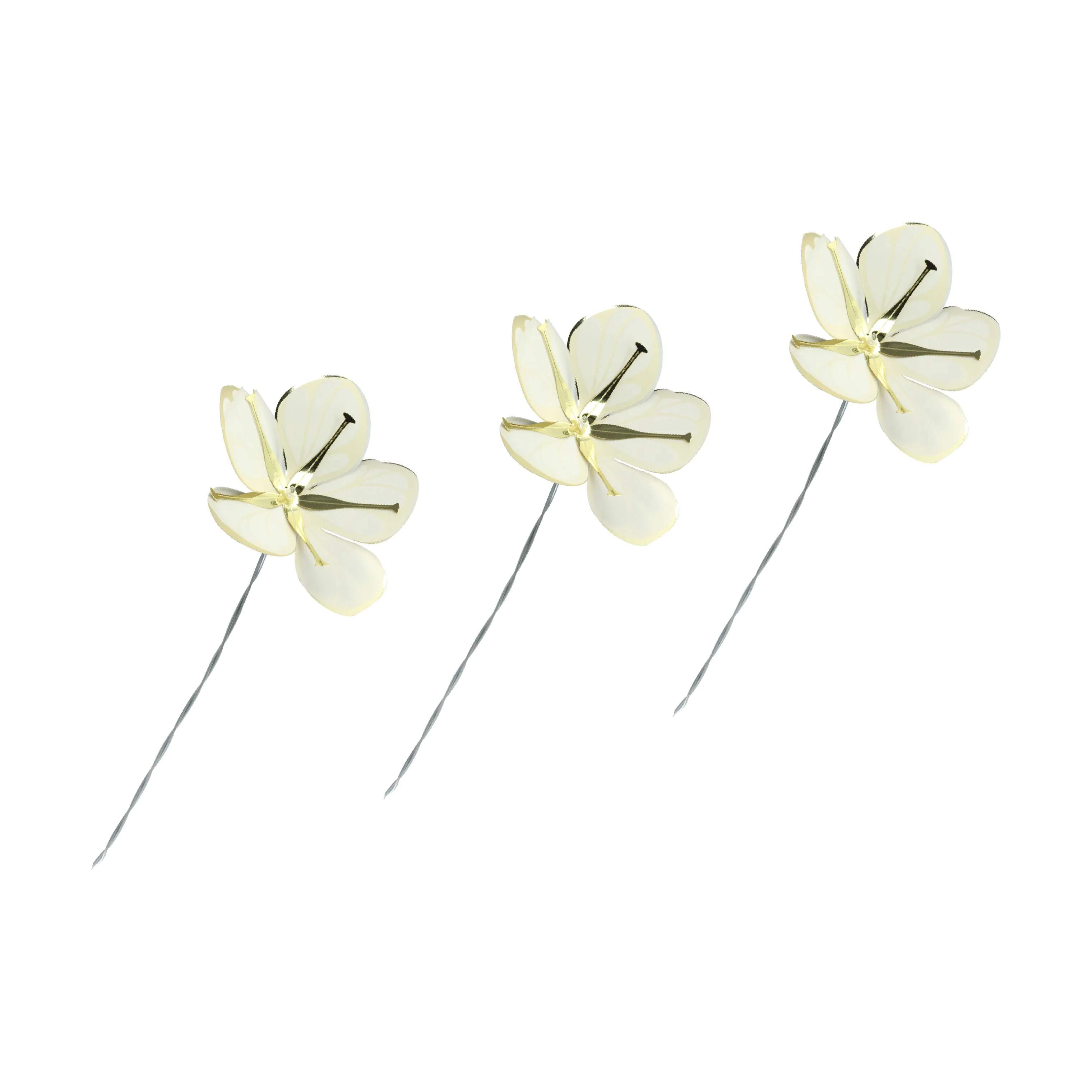 Jette Frölich Design Påskepynt Påske Papirblomster - 3 stk. i Hvid/guldfarvet, 1