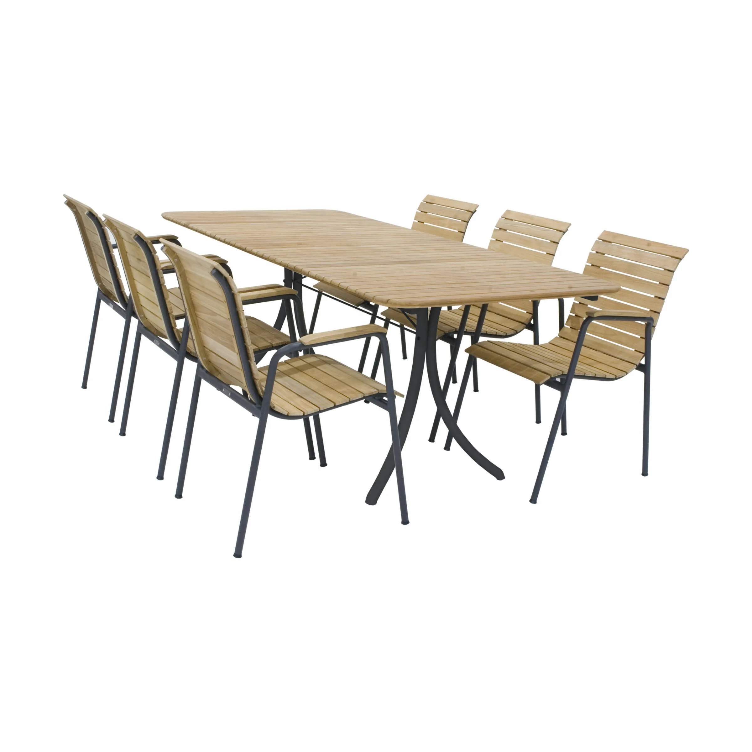 Bellevue Havemøbelsæt - 1 bord og 6 stole, antracit, large