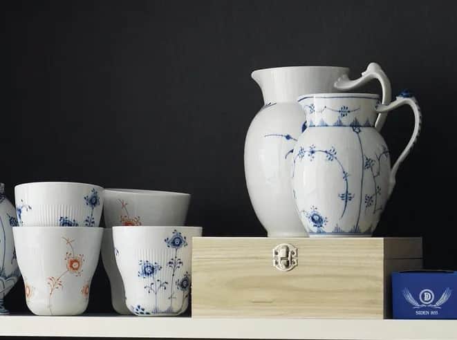 Royal Copenhagen Serveringskander Blå Mega Riflet Kande i 90 cl, 3
