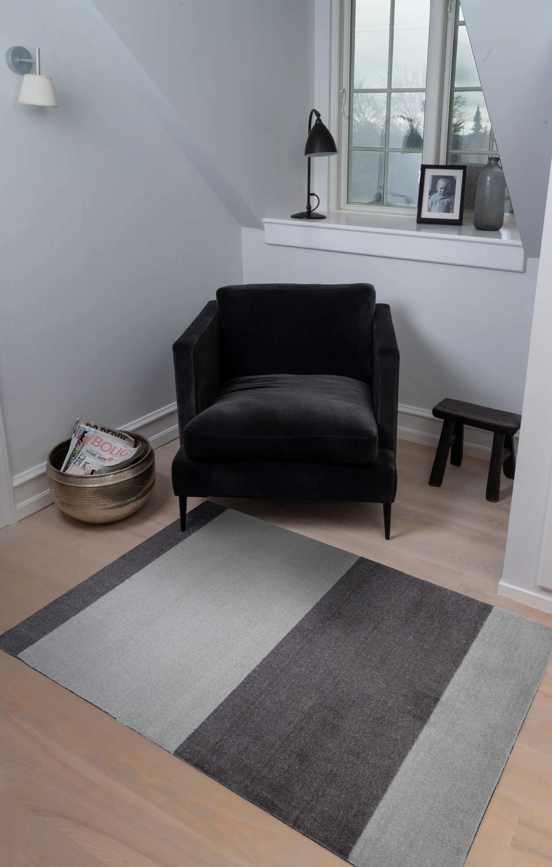 Tica Copenhagen Gulvtæpper Stripes Horisontal Gulvtæppe i Grå/lysegrå, B90 x L130 cm, 2