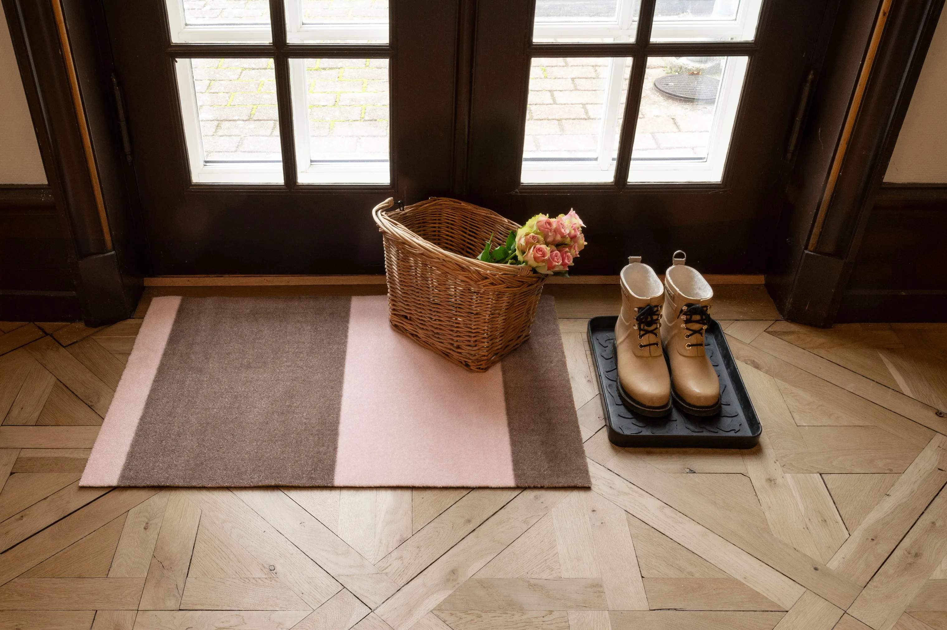 Tica Copenhagen Dørmåtter Stripes Horisontal Gulvmåtte i sand/rosa, B60 x L90 cm, 3