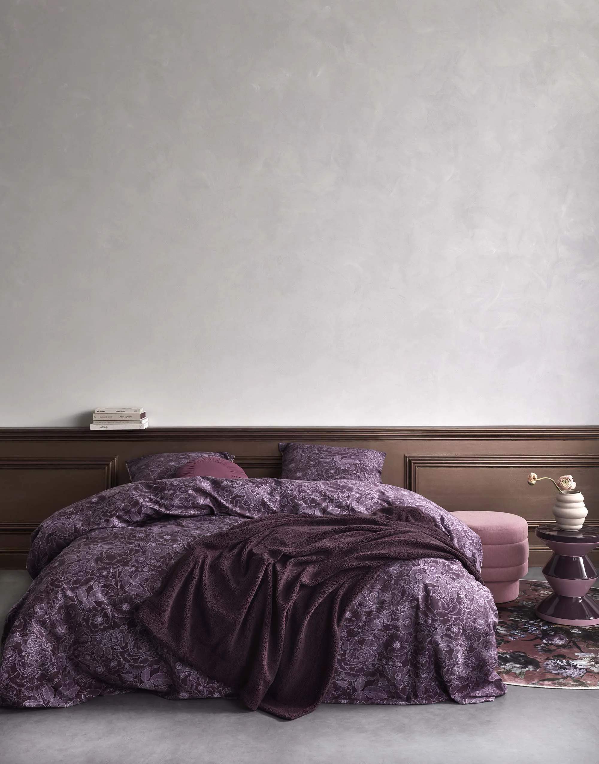 Essenza Plaider Teddy Plaid i Plum Wine, B150 x L200 cm, 2