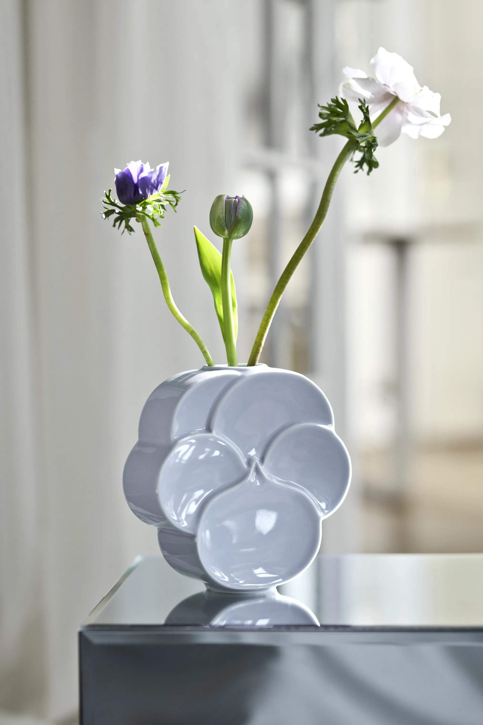 Lyngby Porcelæn Vaser Flower Vase - Stedmoderblomst i Blå, 5
