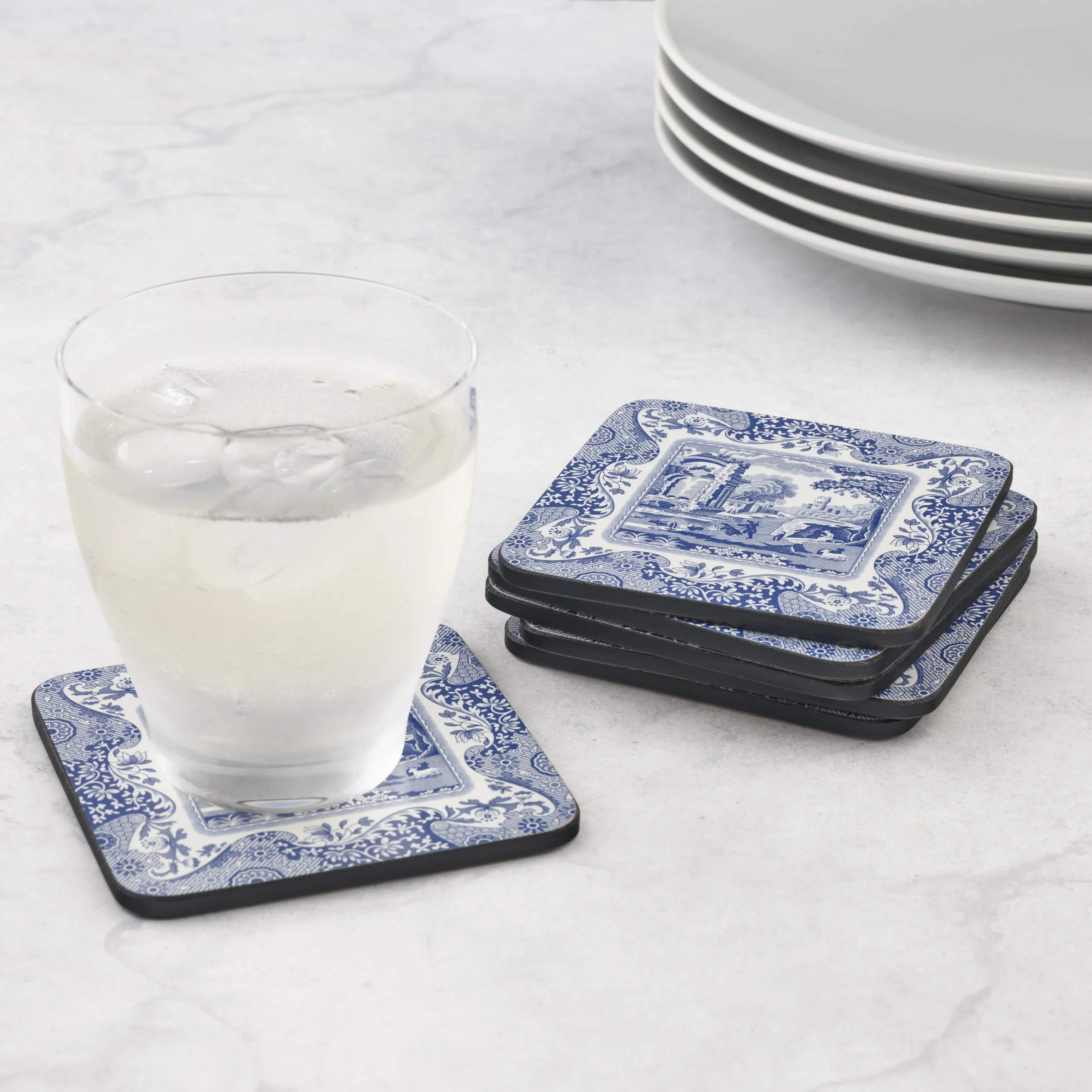 Pimpernel Glasbrikker og coasters Blue Italian Blue Italien Glasbrikker - 6 stk. i Blå/hvid, 2