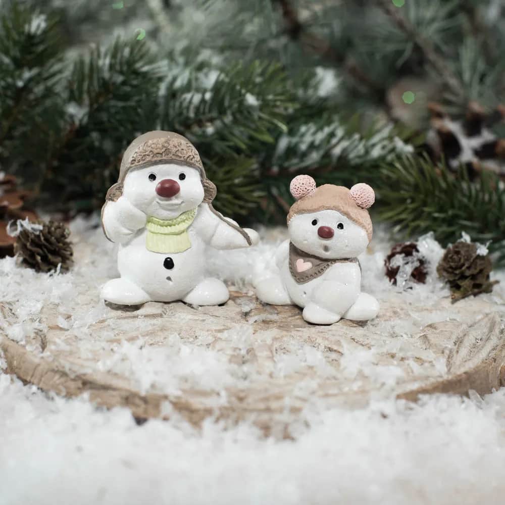 Klarborg Julefigurer Snemænd 2016 - Ejlif & Effi i Hvid, 6 cm, 2