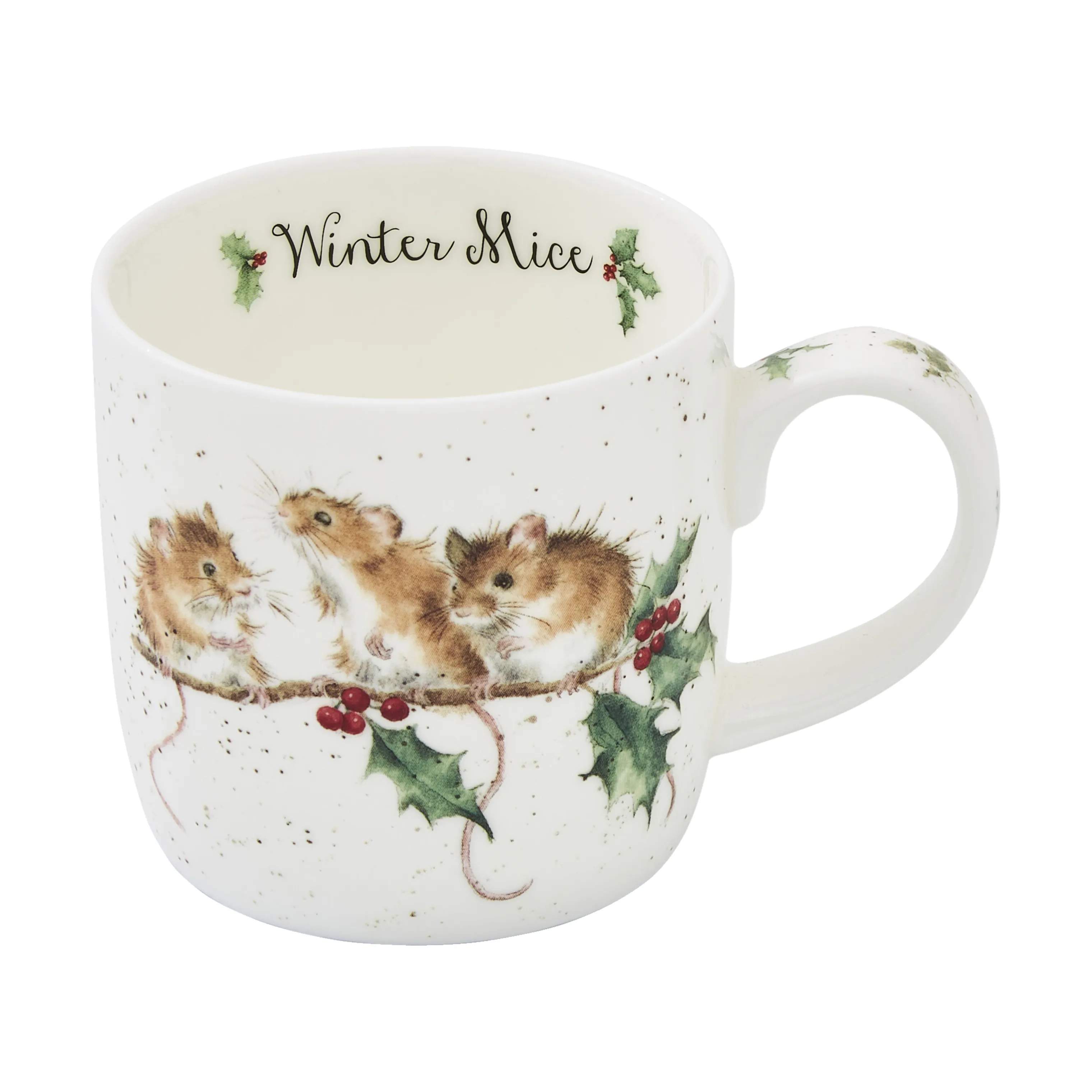 Royal Worcester Krus og kopper med hank Wrendale Krus - Winter mice i Festlige mus, 1