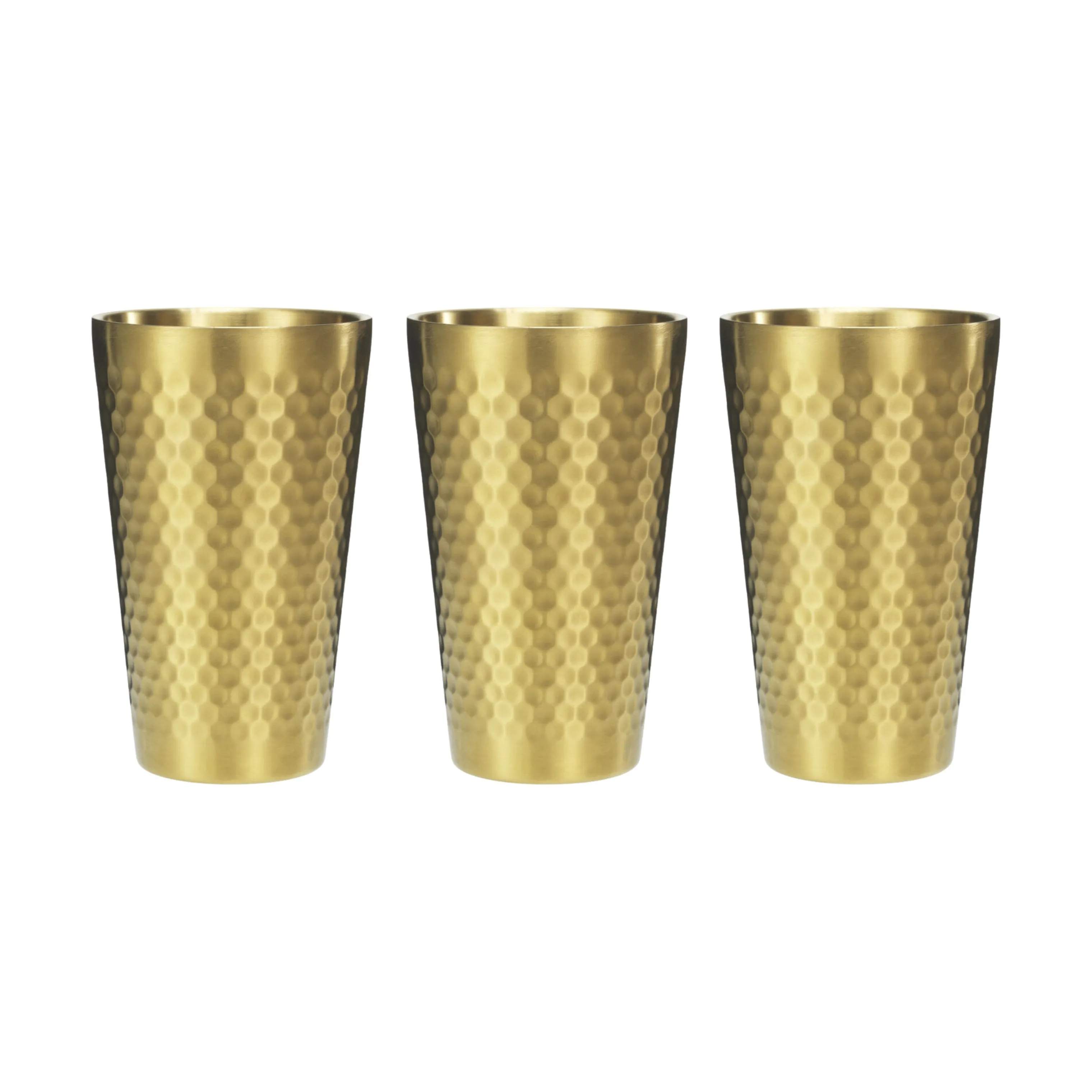 Mixology Drinksglas - 3 stk., guldfarvet, large