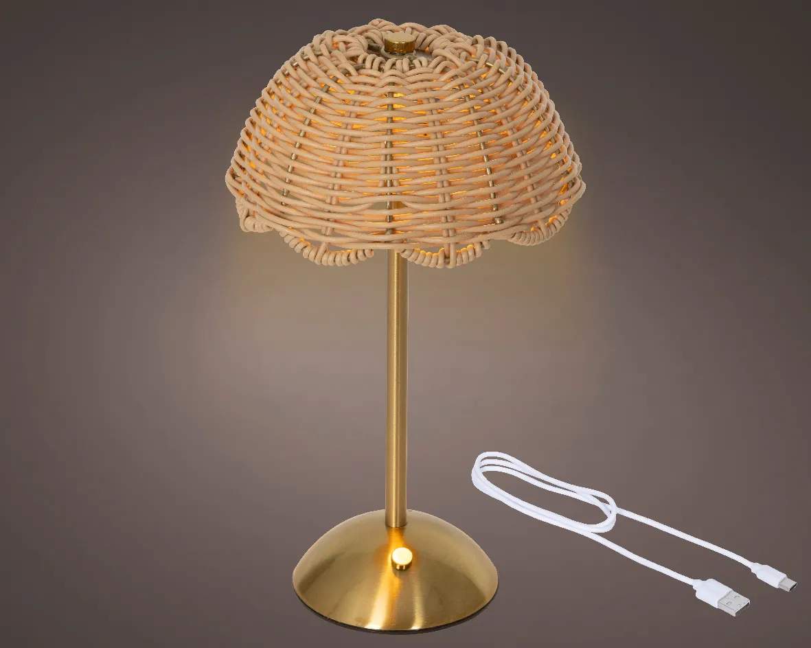 CASA Living LED-lamper LED Bordlampe i Natur/guldfarvet, 2