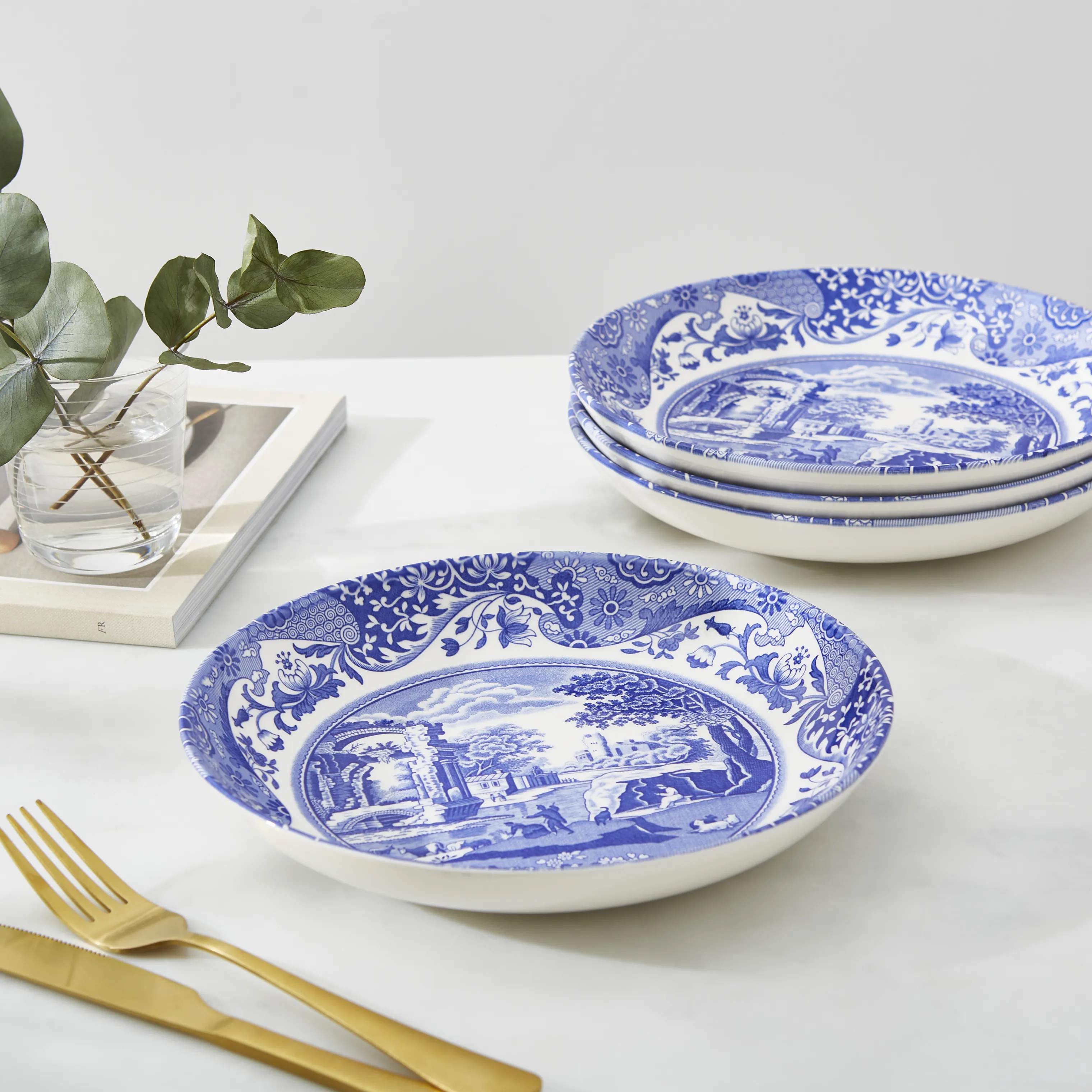 Spode Serveringsskåle Blue Italian Blue Italien Pastaskål - 4 stk. i Blå/hvid, 2