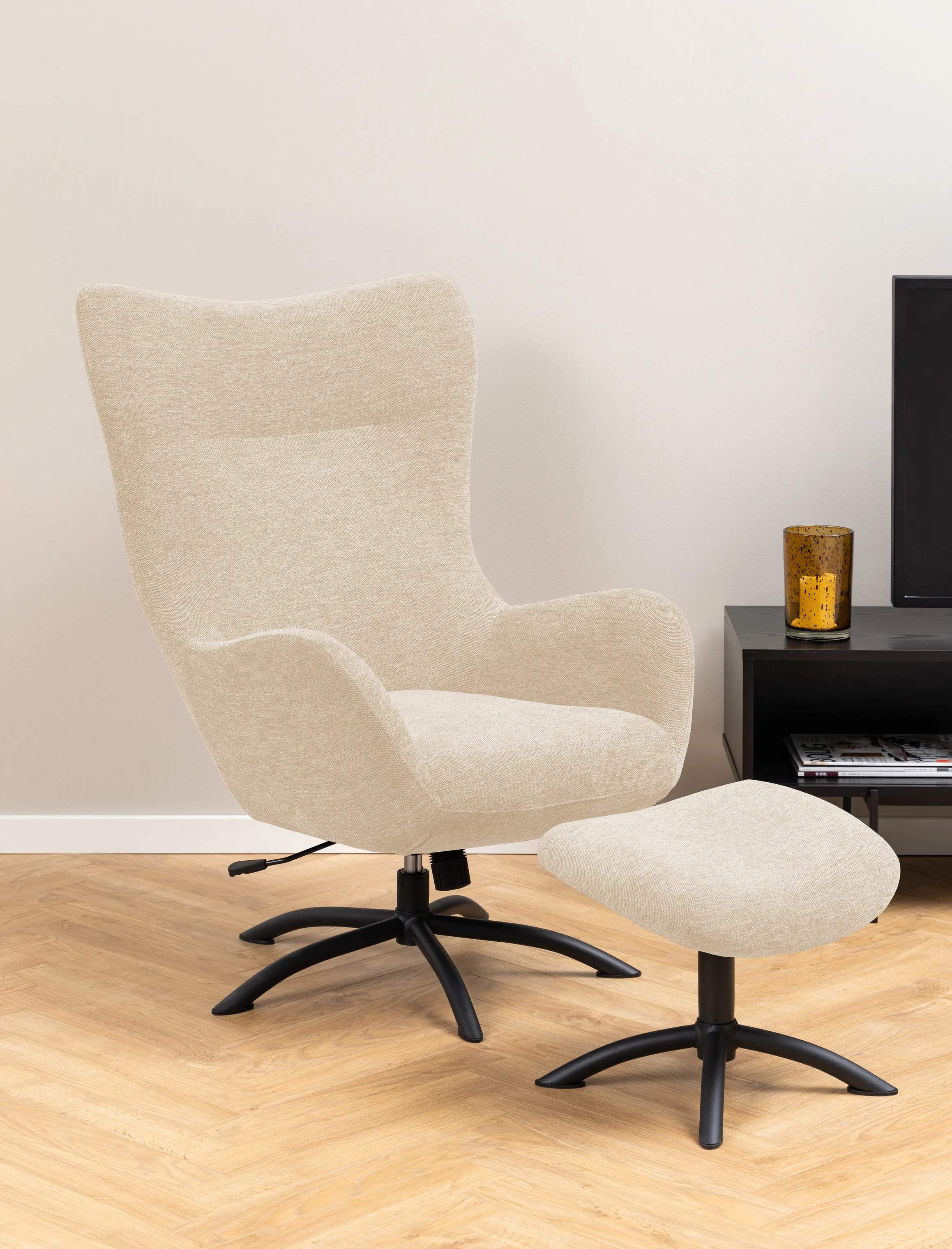 CASA Living Lænestole Talgarth Lænestol m. Skammel i creme, 3