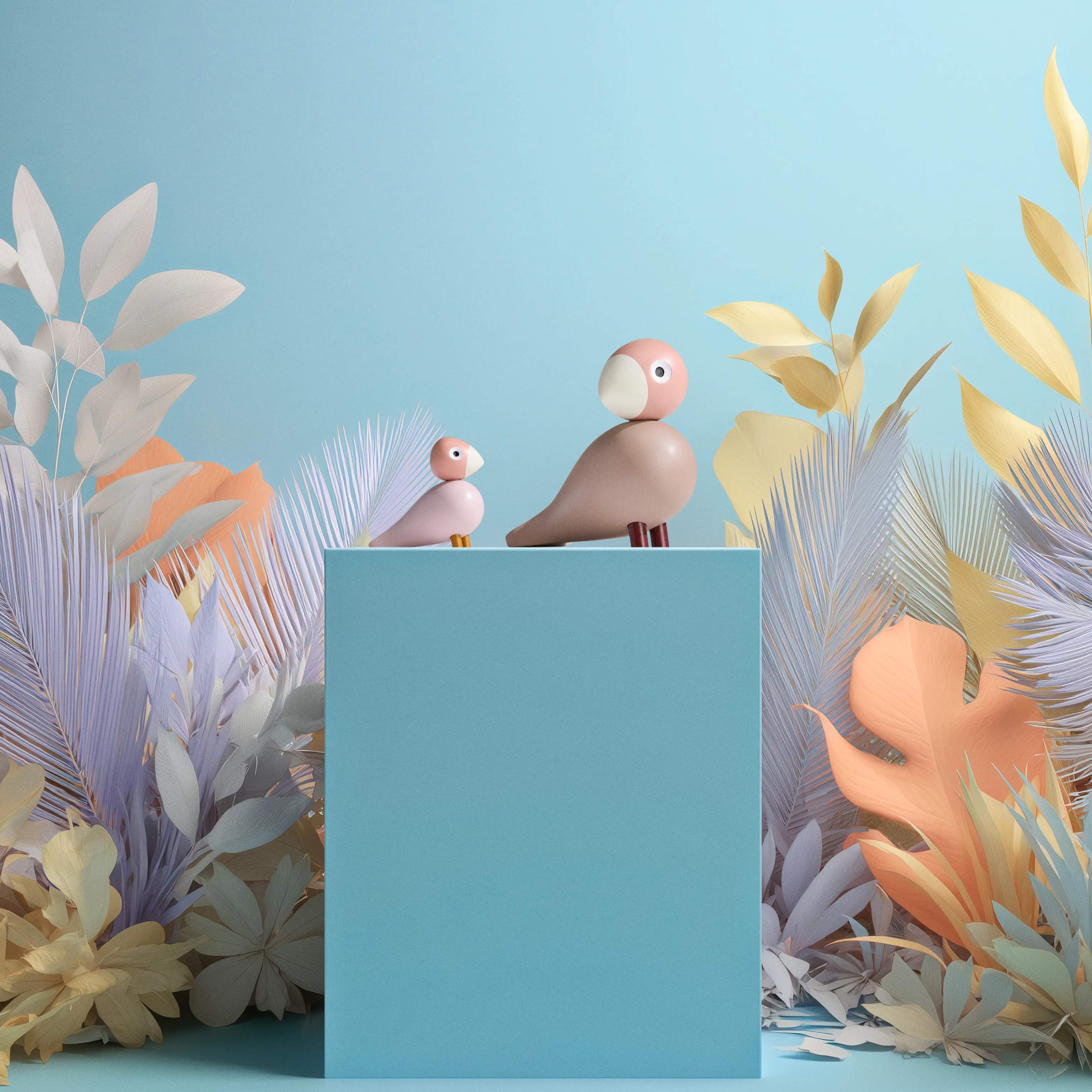 Kay Bojesen Dyrefigurer Birds Fuglepar - Liv & Lykke i Soft pink, 3