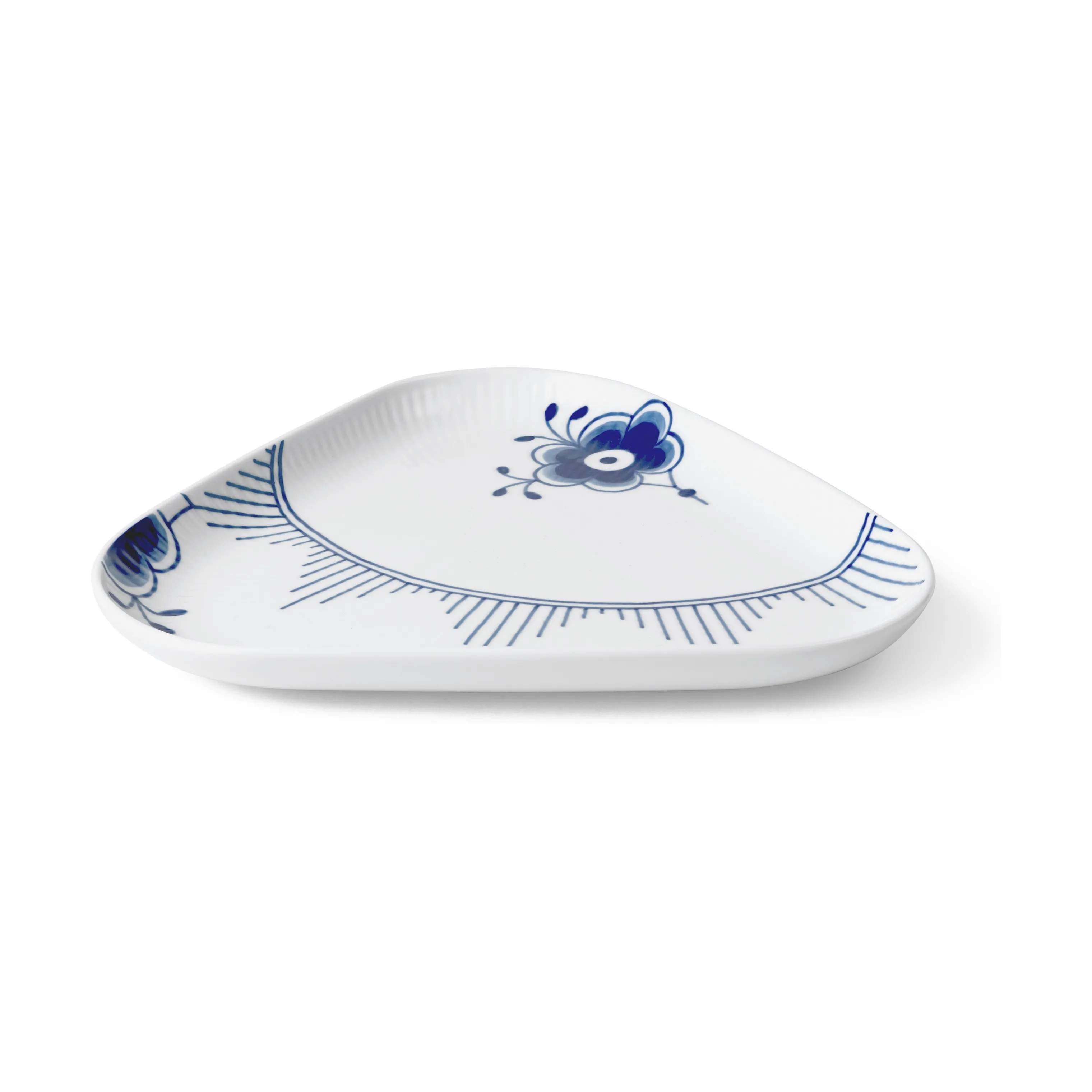Royal Copenhagen Serveringsfade Blå Mega Riflet Fad i Hvid/koboltblå, 2