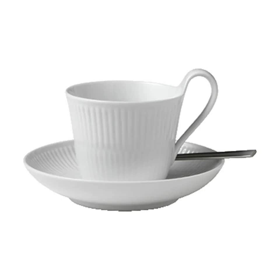 Royal Copenhagen Krus og kopper med hank Hvid Riflet Højhankskop i Hvid, 3