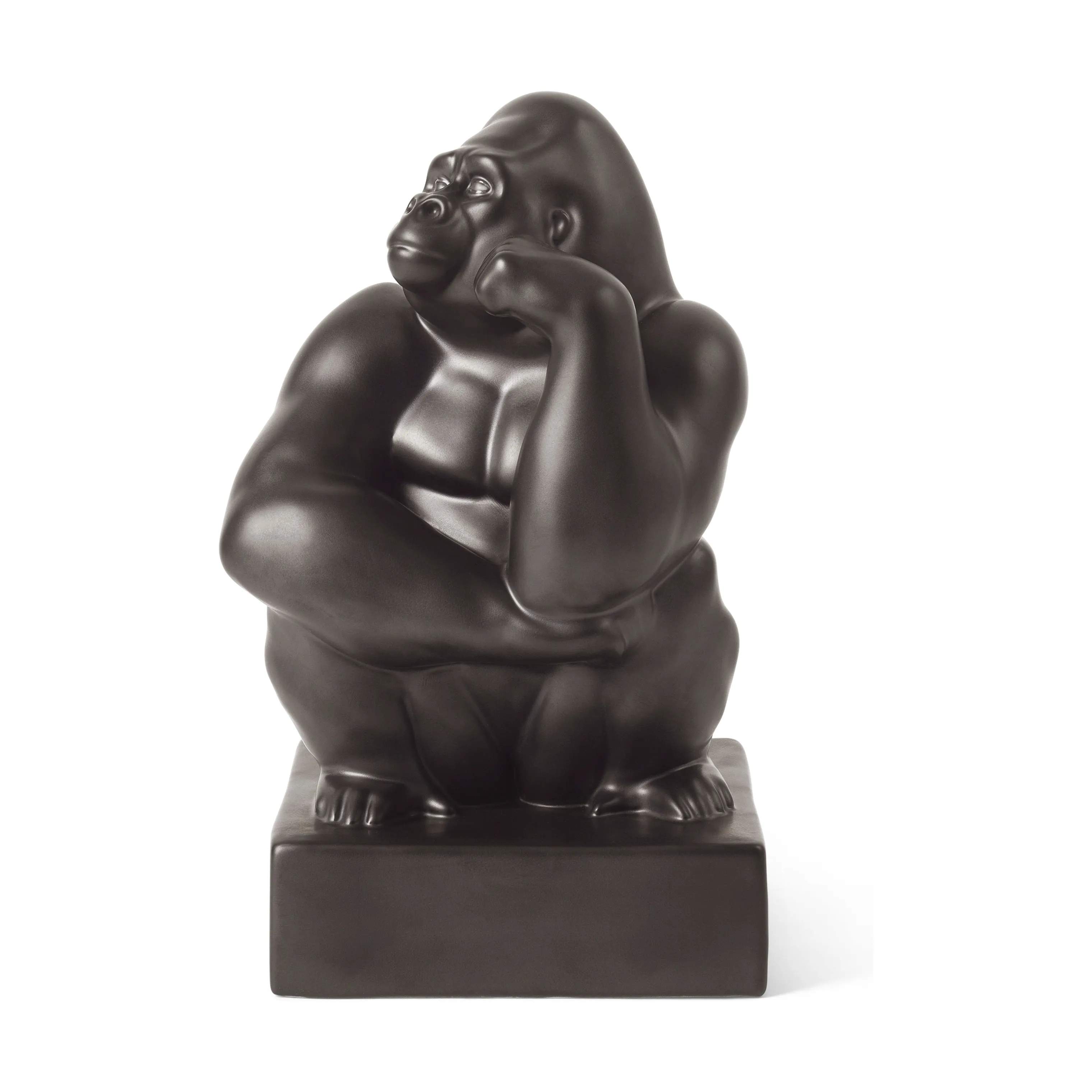 Figurine Gorilla, sort/med hånden på kinden, large