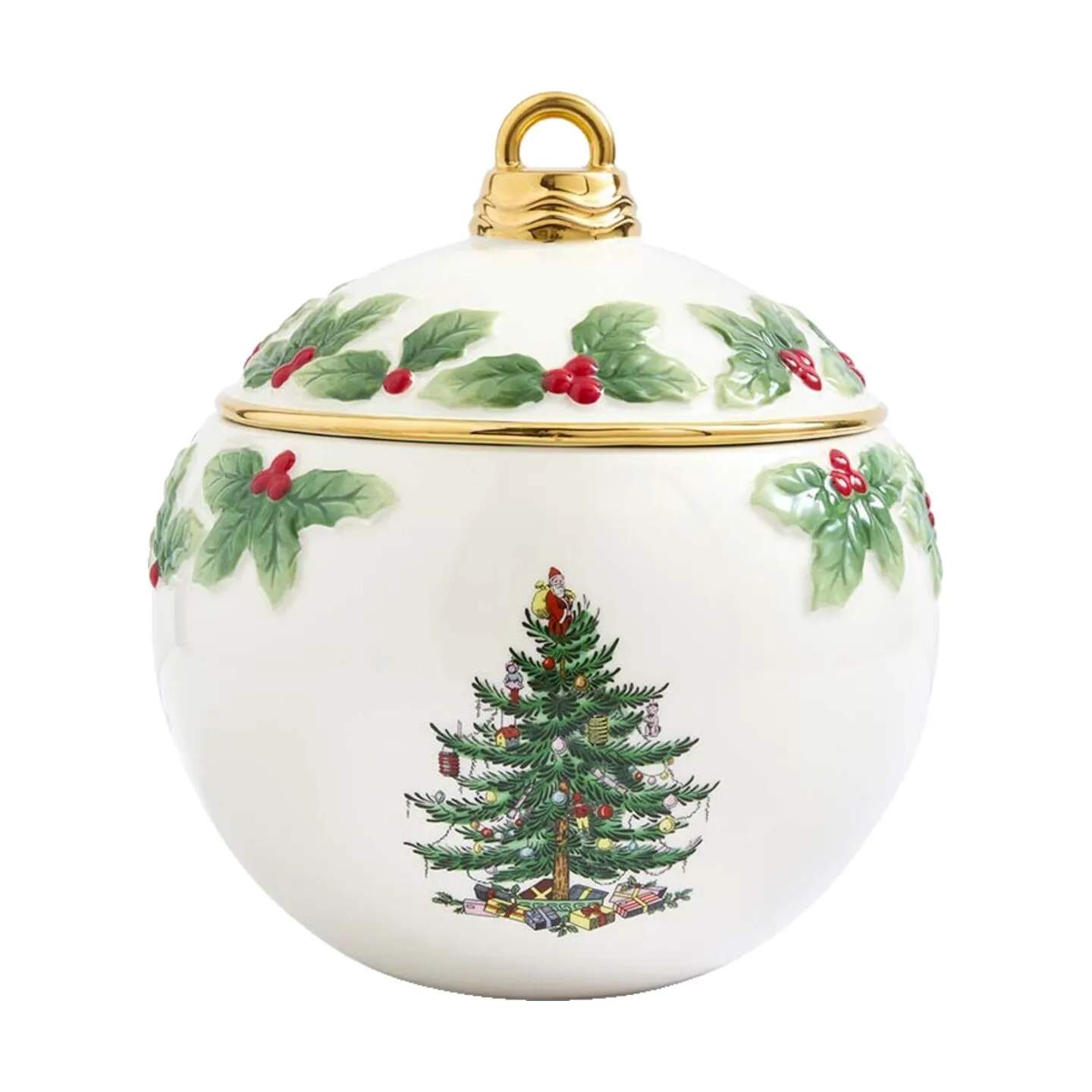 Spode Krukker med låg Christmas Tree Krukke i Rød/grøn/hvid, 1