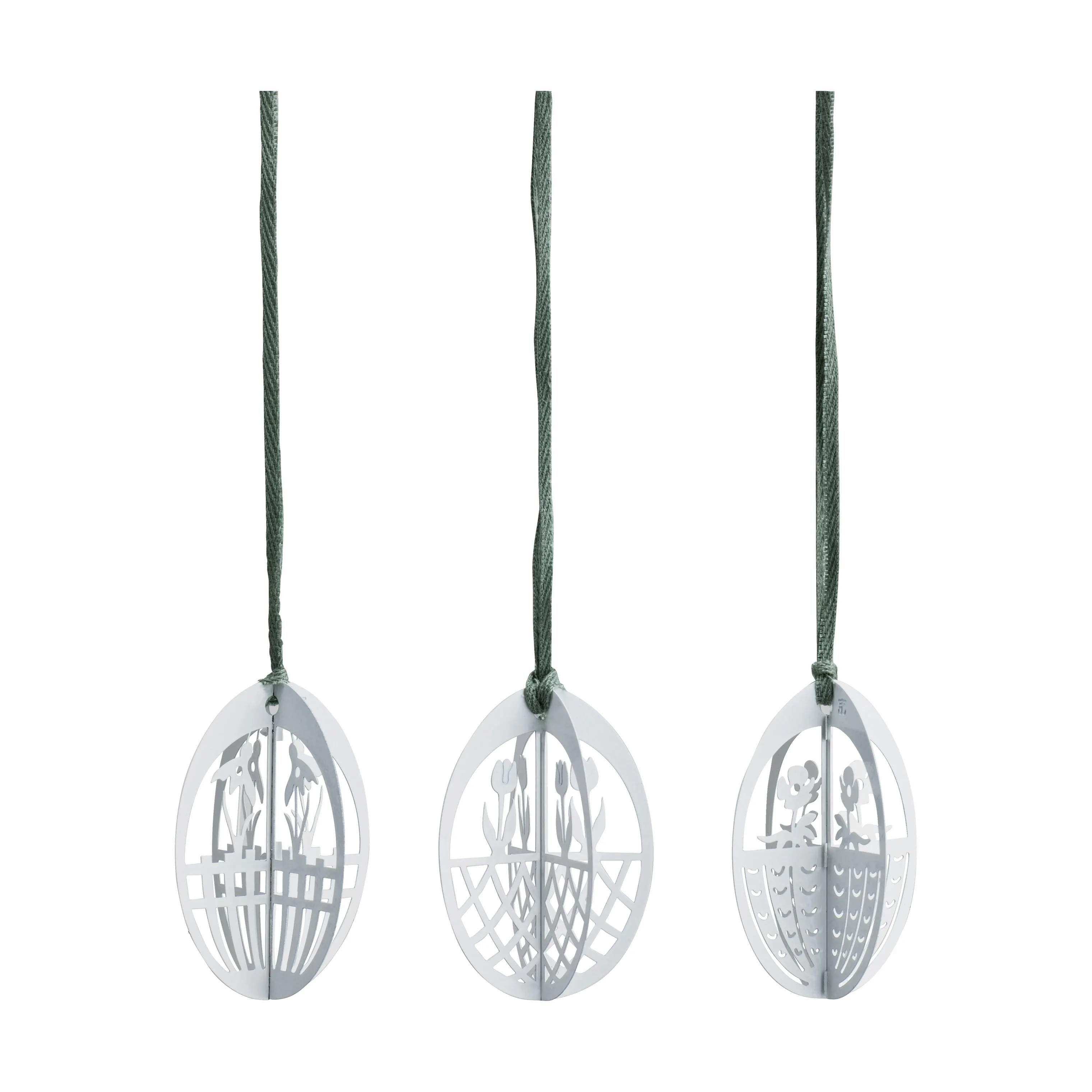 Jette Frölich Design Påskeæg og ophæng Design Påskeæg - 3 stk. i Sølvfarvet, 1