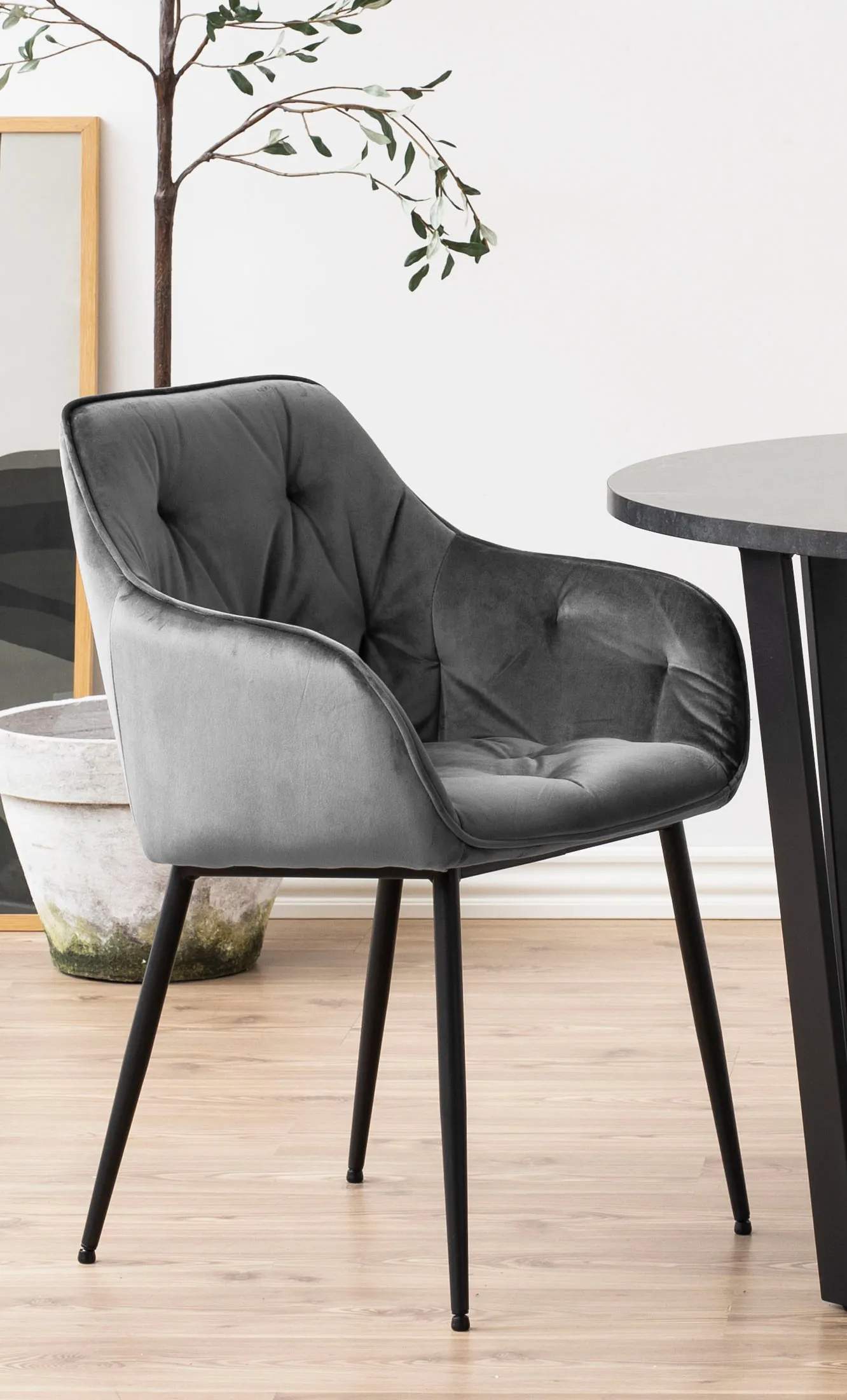 CASA Living Spisebordsstole Brooke Spisebordsstol - 2 stk. i mørkegrå/sort, 3
