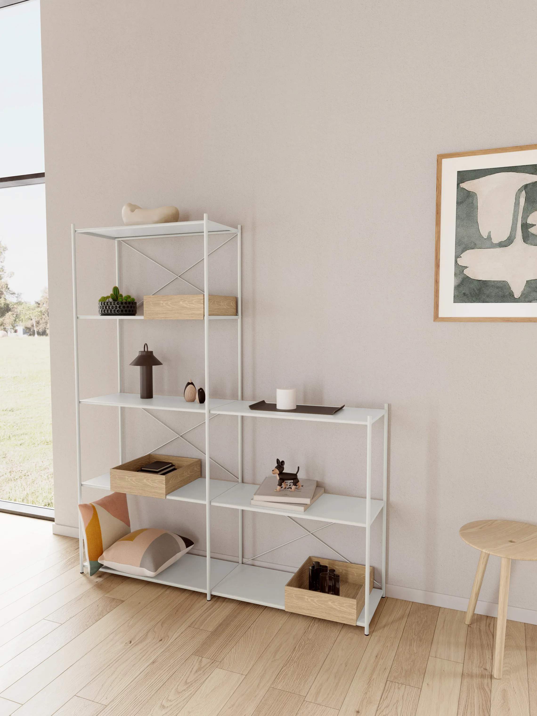 Novoform Reoler og tilbehør Arturo 3-Etagers tilbygningsreol i Light Grey, 91 cm, 2