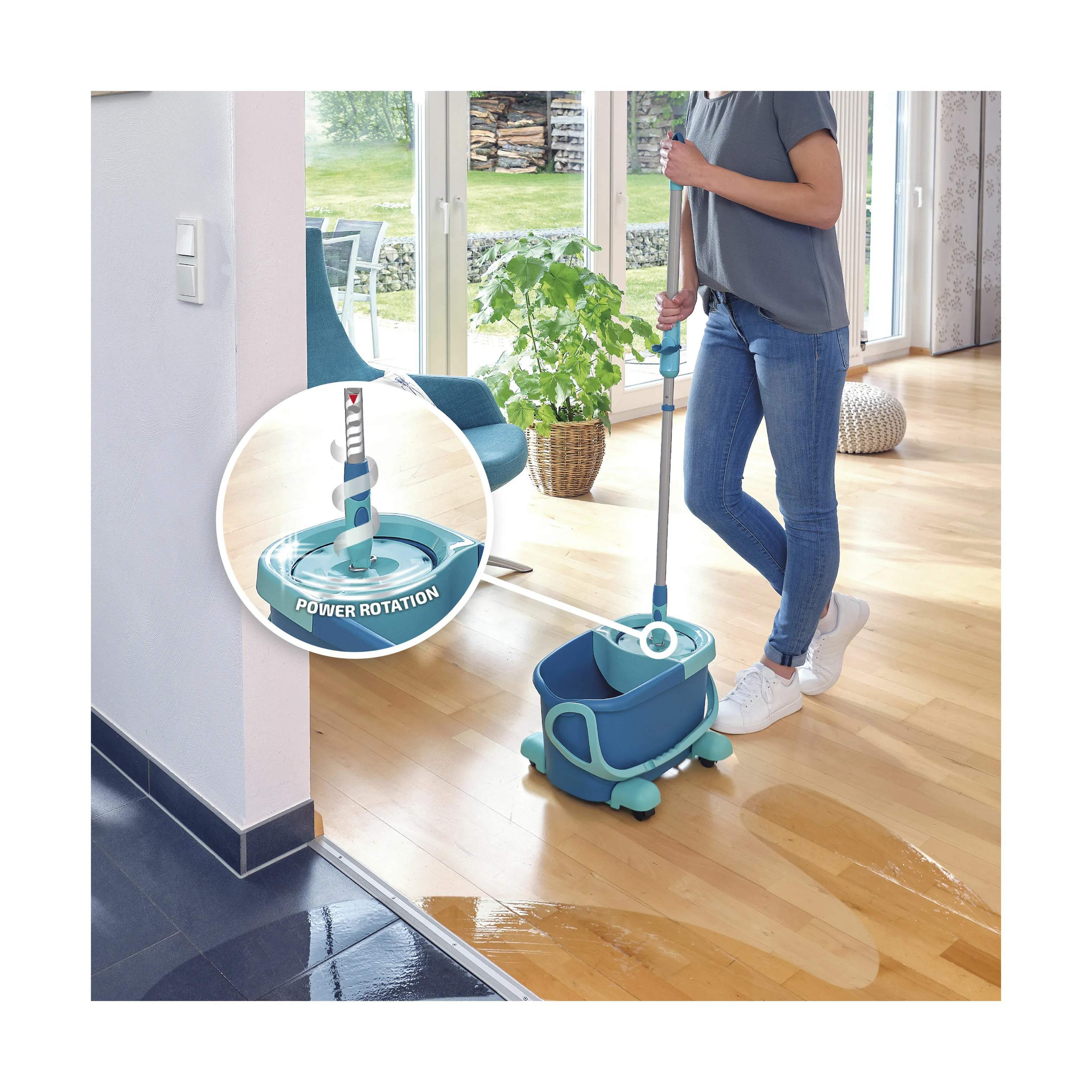 Leifheit Gulvvaskere og tilbehør Clean Twist Disc Ergo Gulvvaskersæt i Grøn, 3