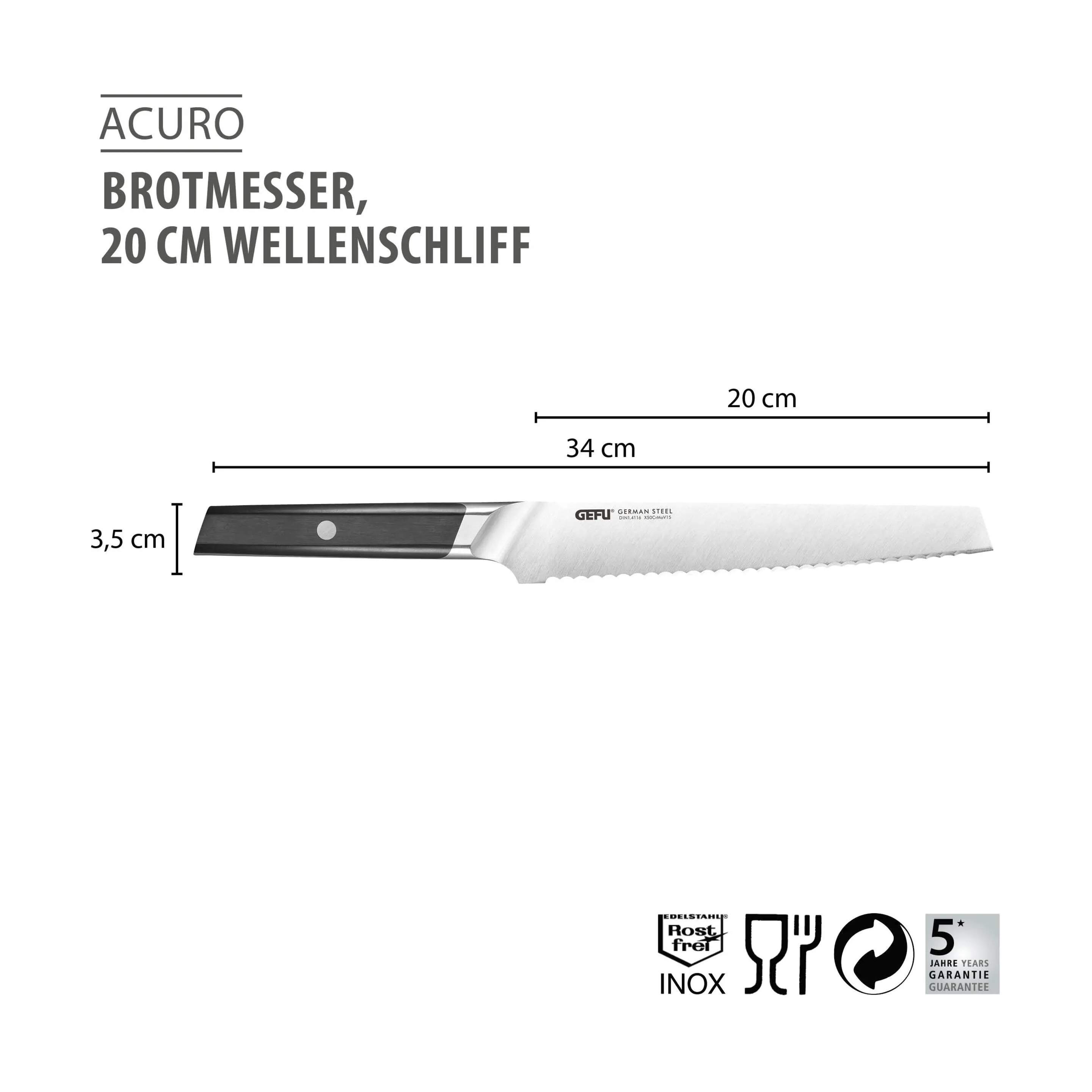 Gefu Brødknive Acuro Brødkniv i Sort/Sølv, 2