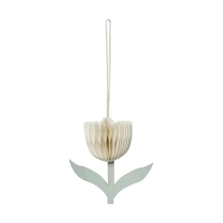 Broste Copenhagen Påskeæg og ophæng Tulip Papir Ornament i Hvid, 1