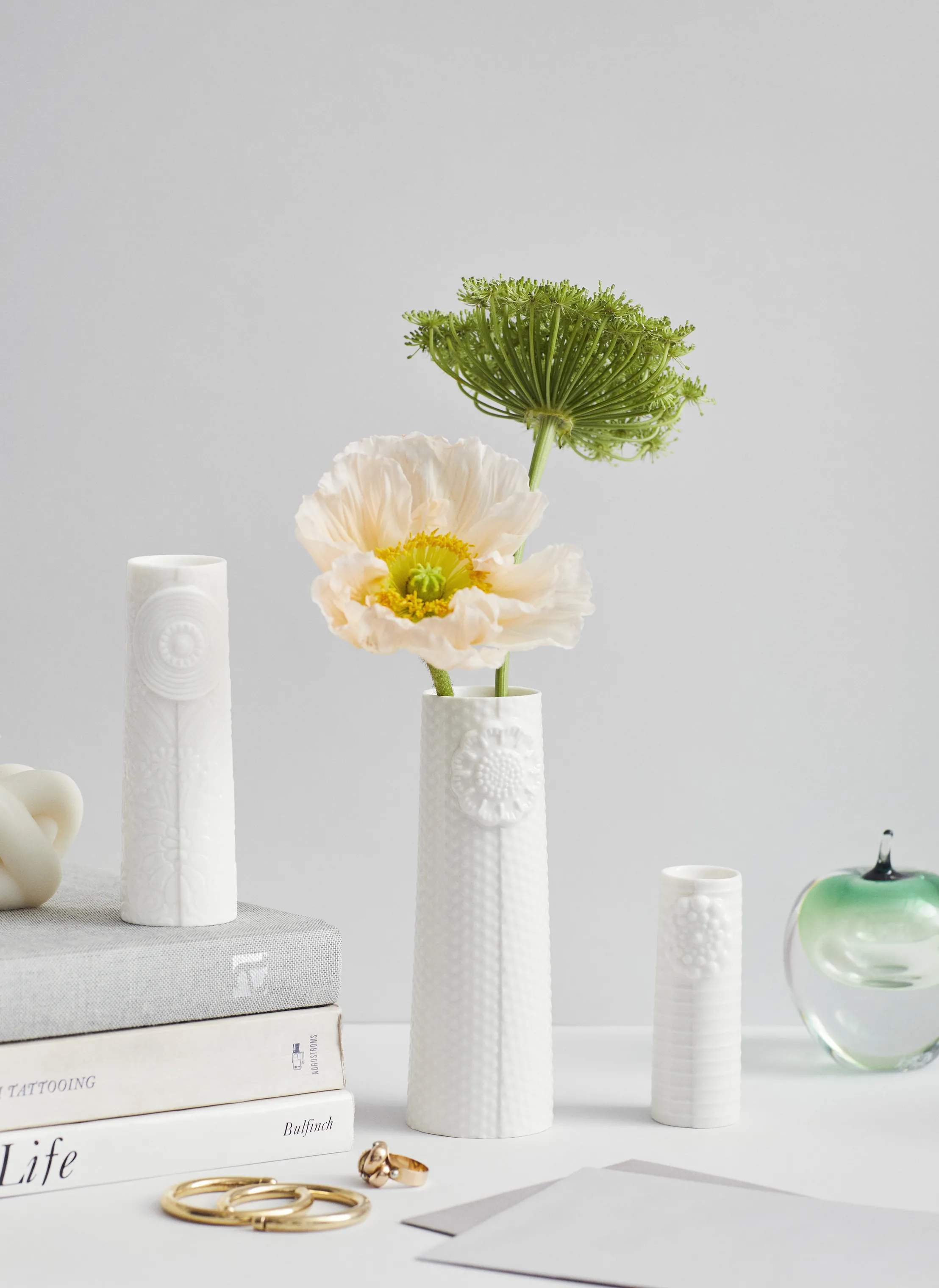 Dottir Vaser Pipanella Lines Vase i Hvid, 9 cm, 2