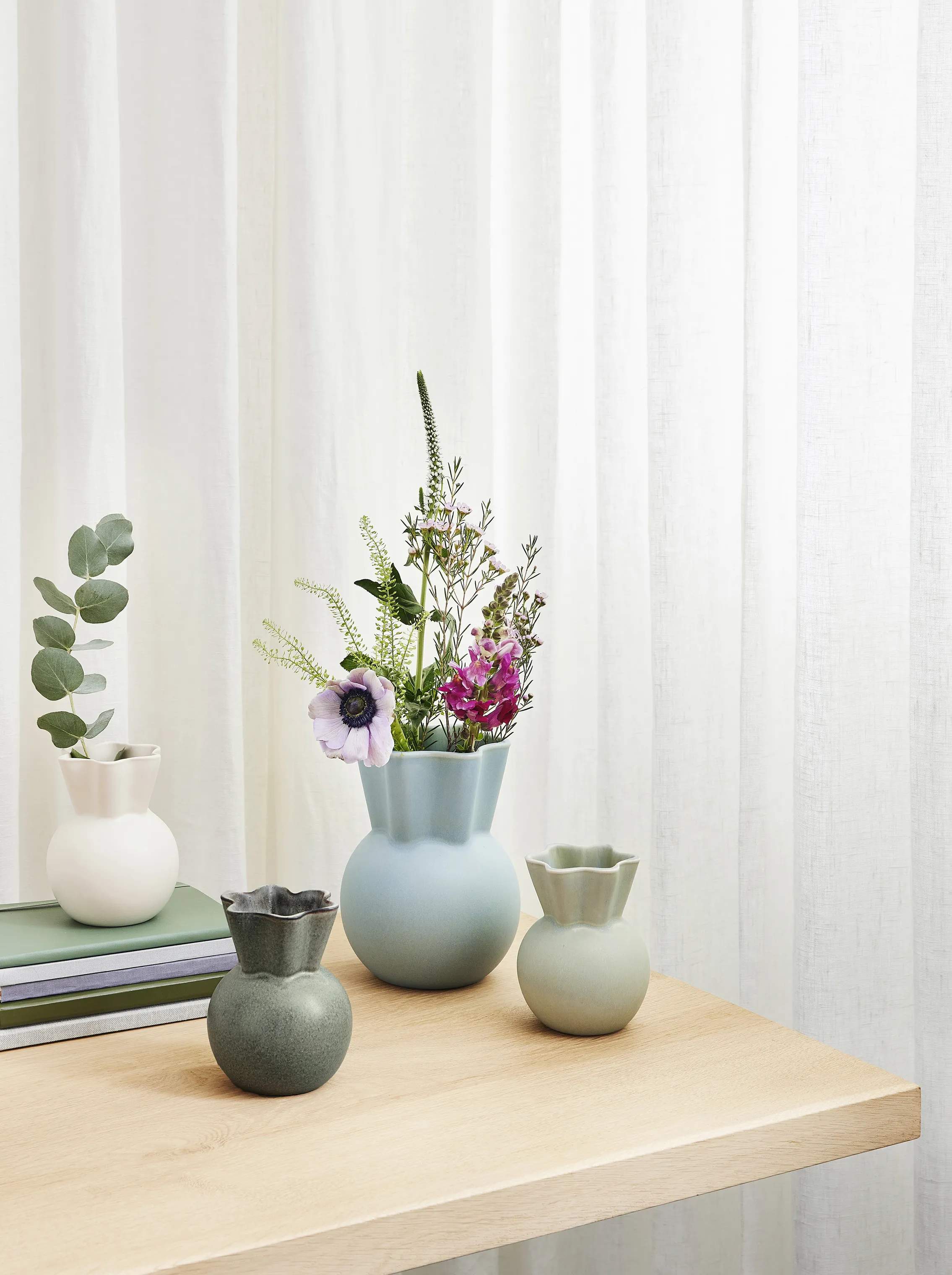 Spring Copenhagen Vaser Svungen Top Vase i Hvid, 14 cm, 3