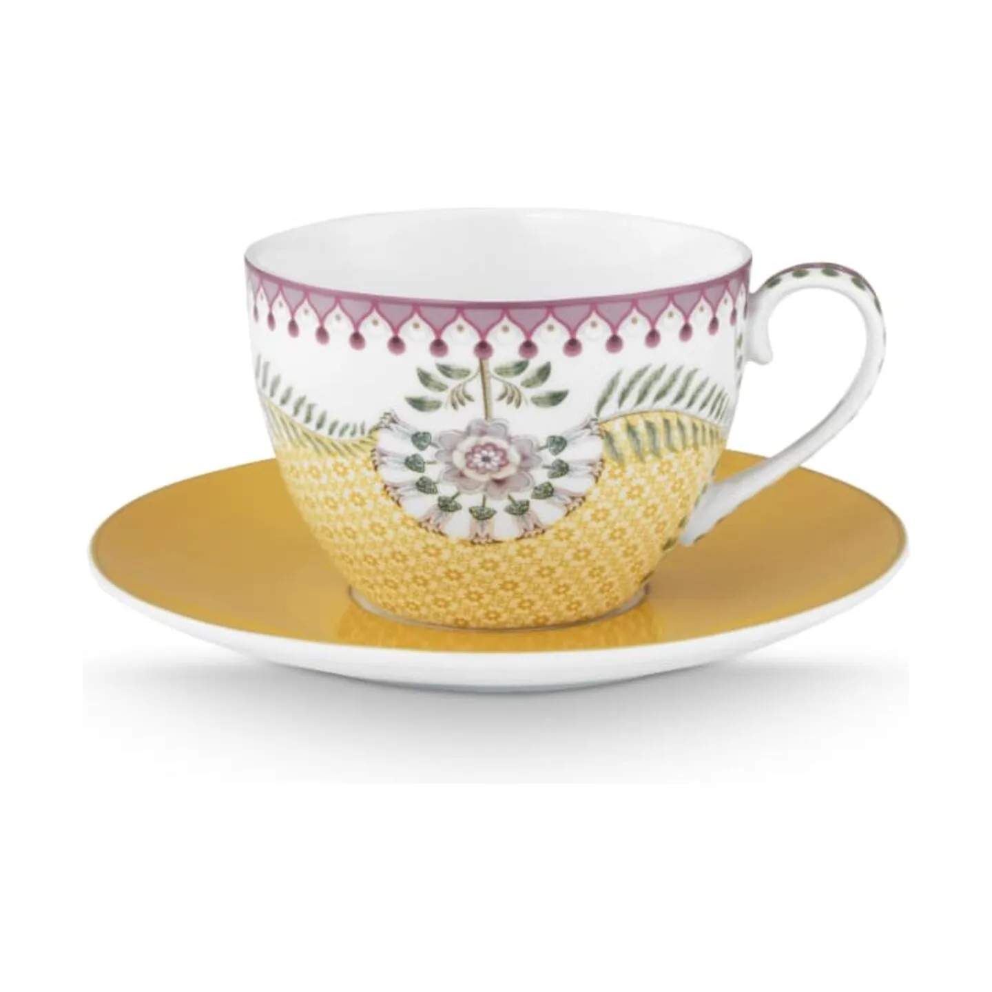 PIP Studio Krus og kopper med hank Lily & Lotus Kop m. underkop i Yellow, 1