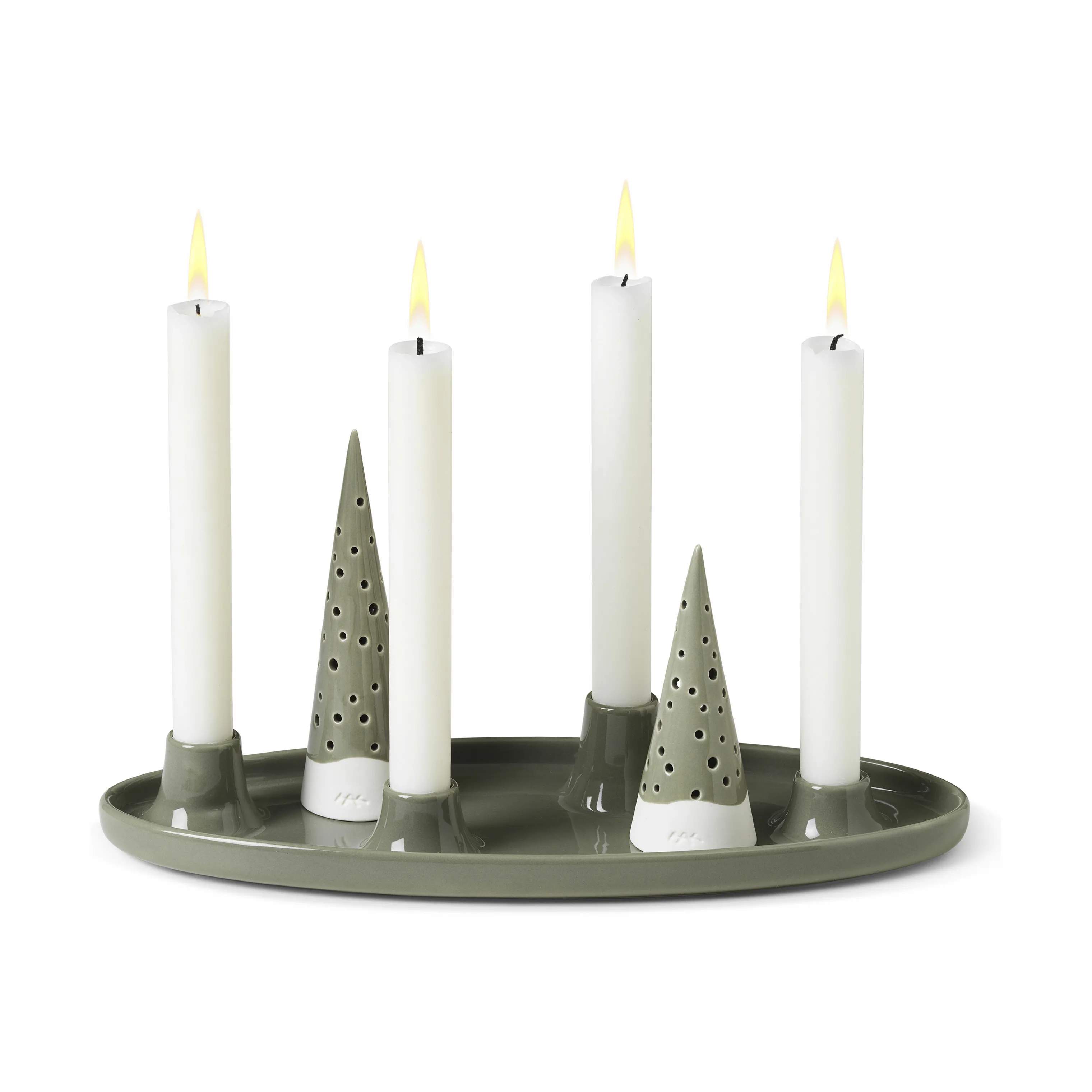 Kähler Kronelysestage Nobili Adventsstage i Olivengrøn, 15,5 cm, 4