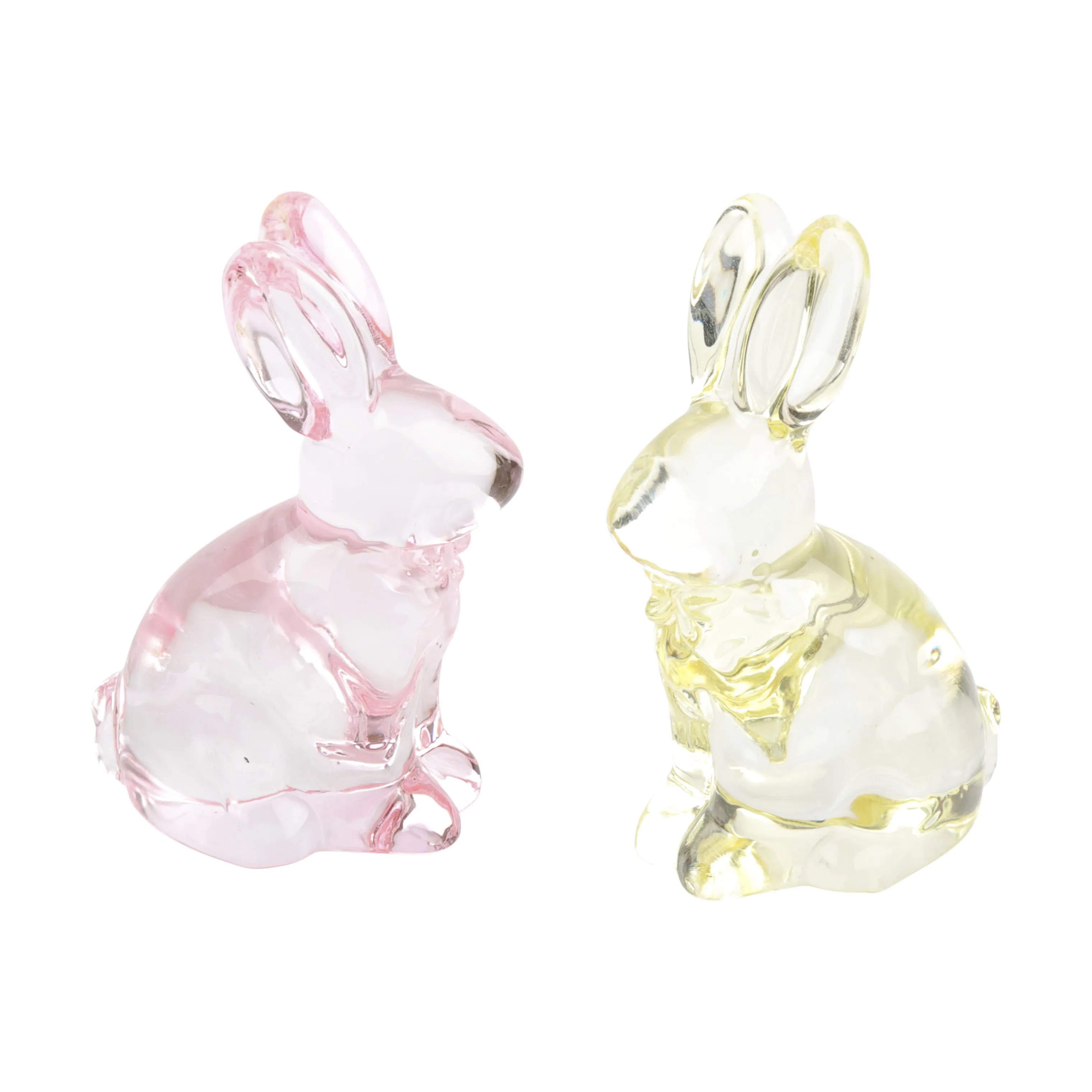 CASA Living Påskefigurer Glaskanin i gul og rosa, 1