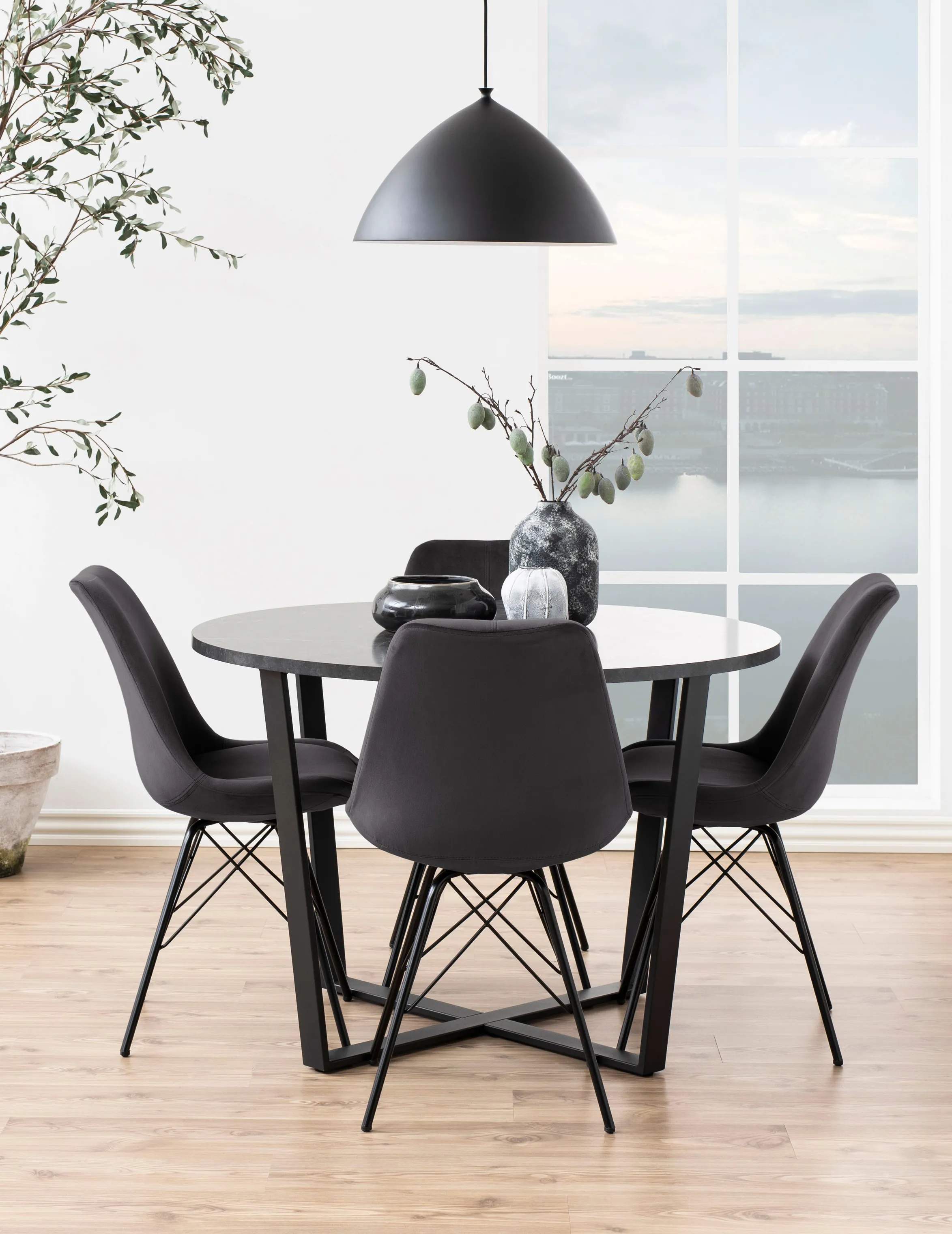 CASA Living Spisebordsstole Eris Spisebordsstol - 2 stk. i mørkegrå/sort, 2